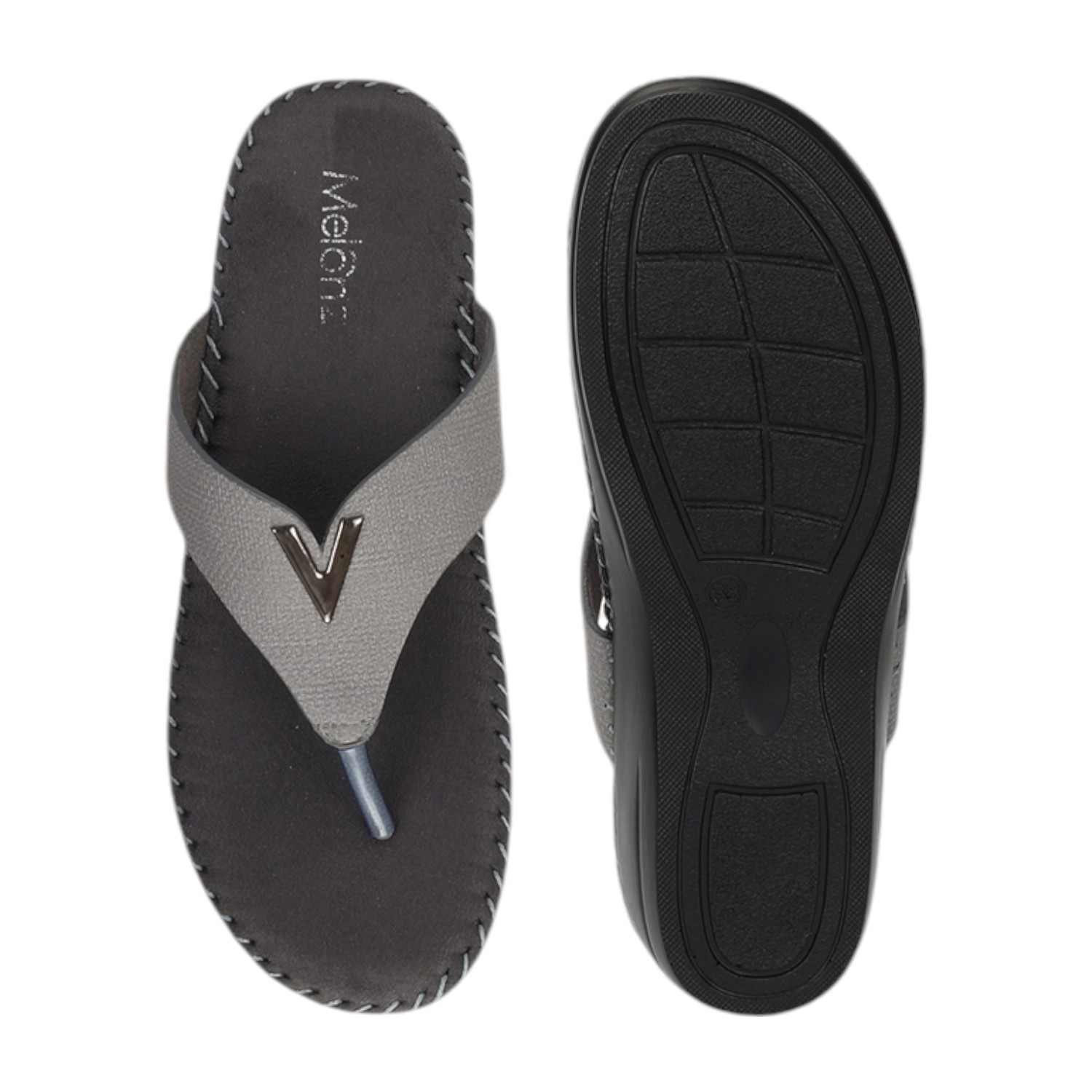 Women Chappal-Thong Gunmetal Casual Flat