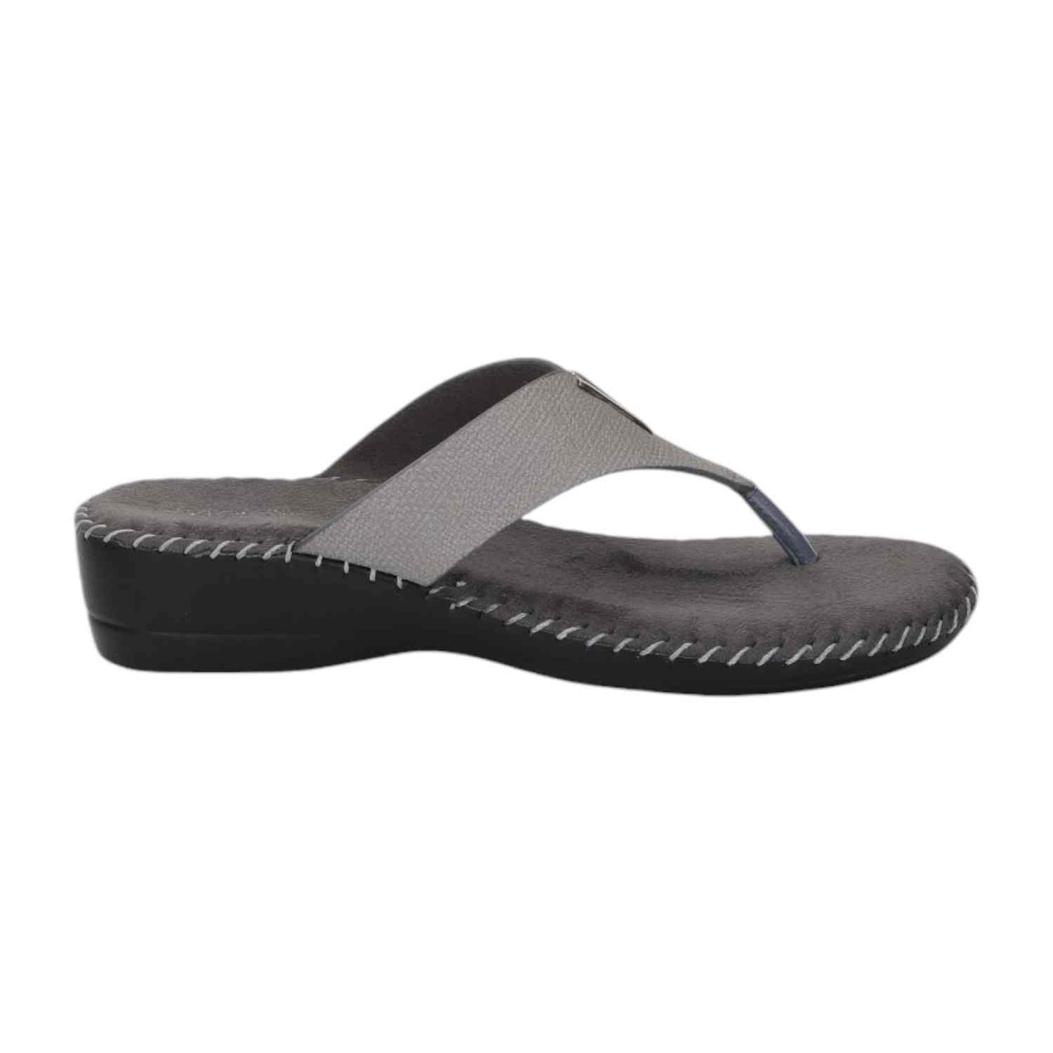 Women Chappal-Thong Gunmetal Casual Flat