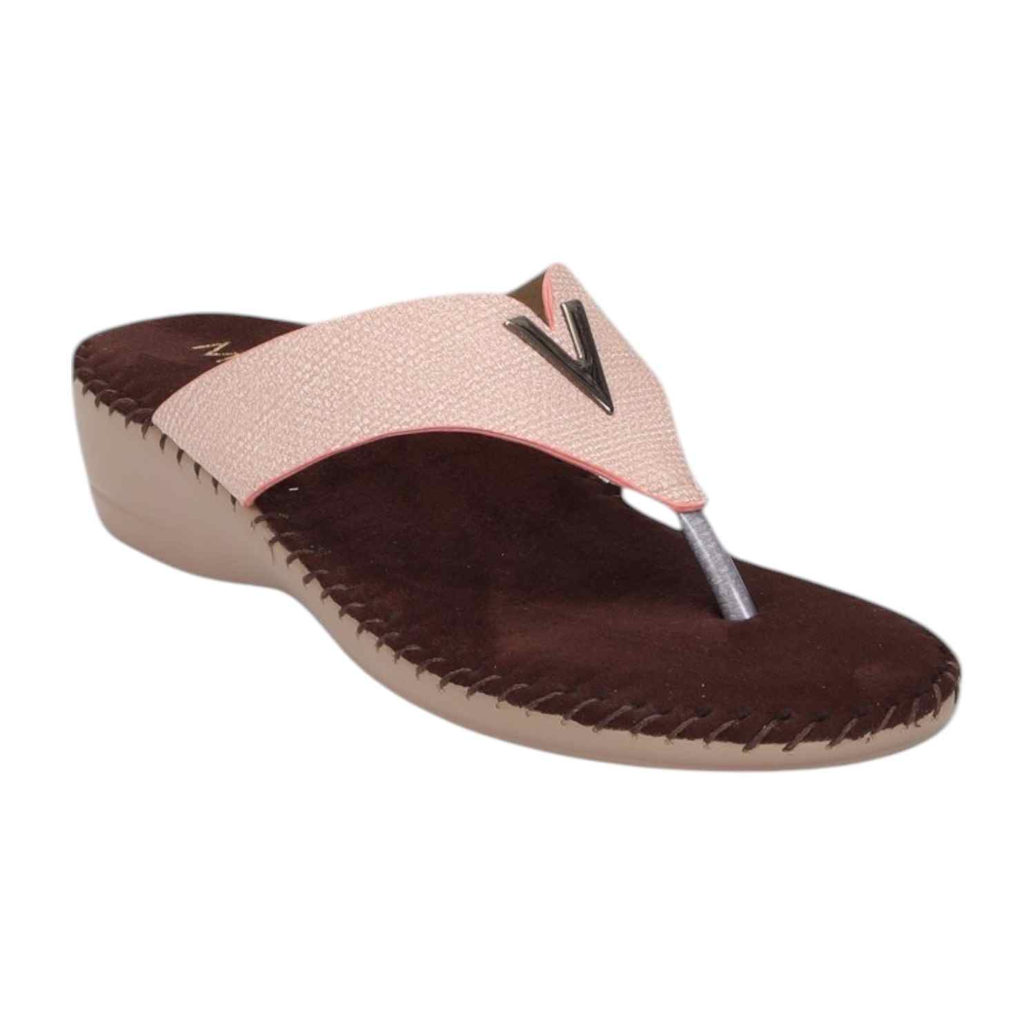 Women Chappal-Thong Peach Casual Flat