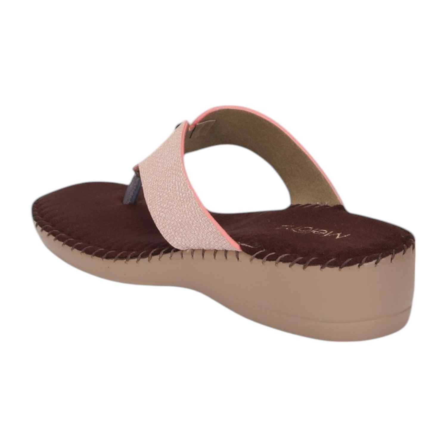 Women Chappal-Thong Peach Casual Flat