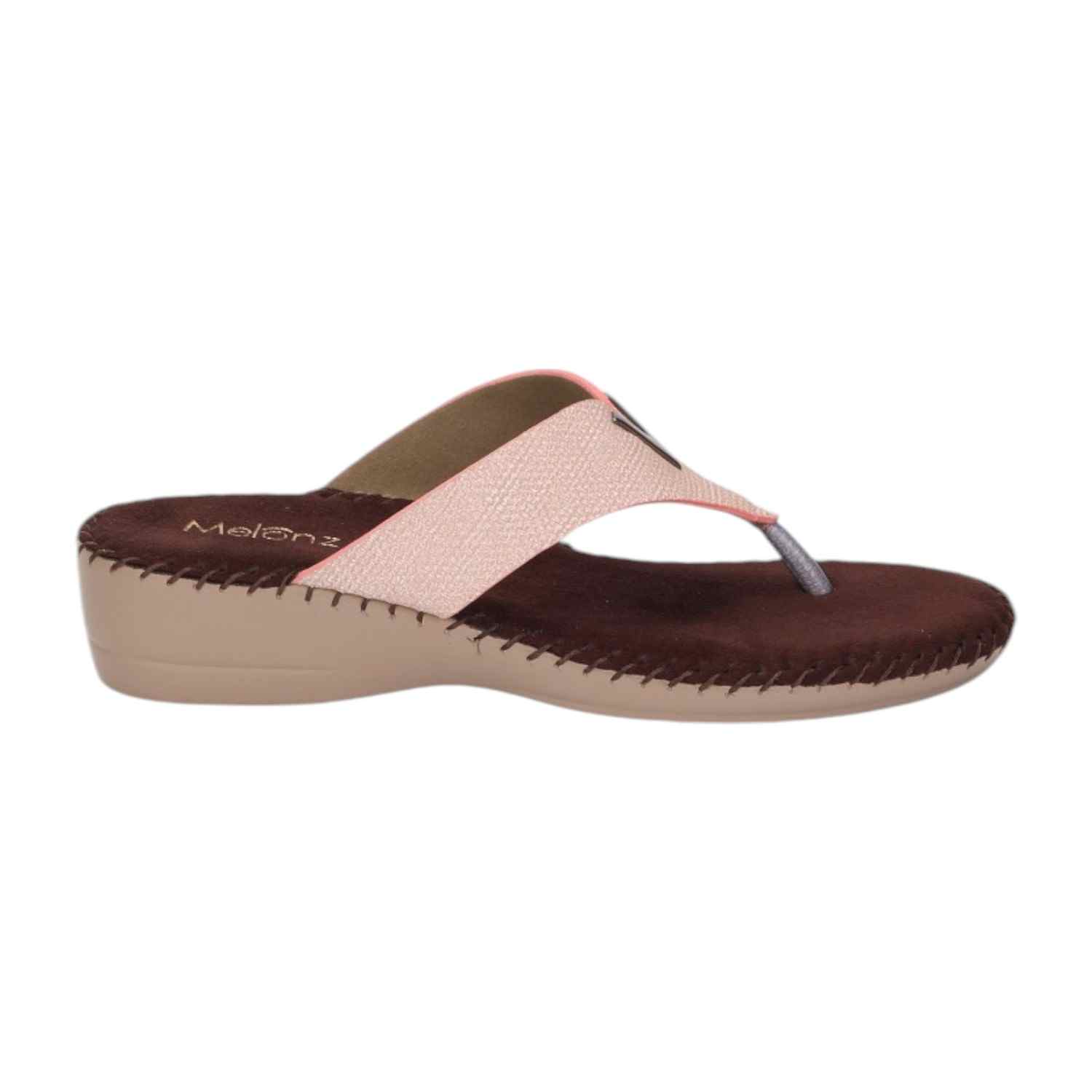 Women Chappal-Thong Peach Casual Flat