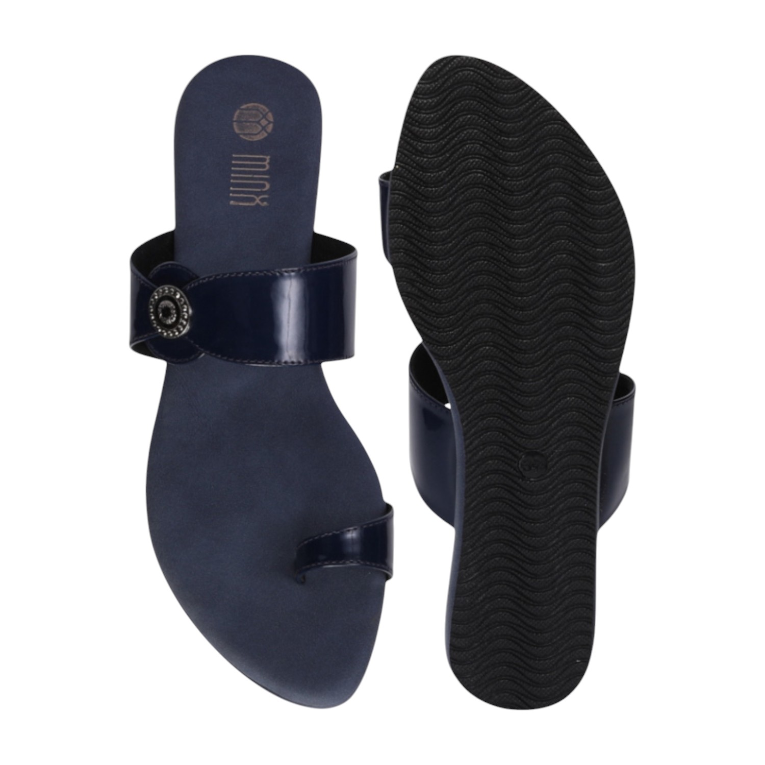 Women Blue Sandal One Toe Casual Flat