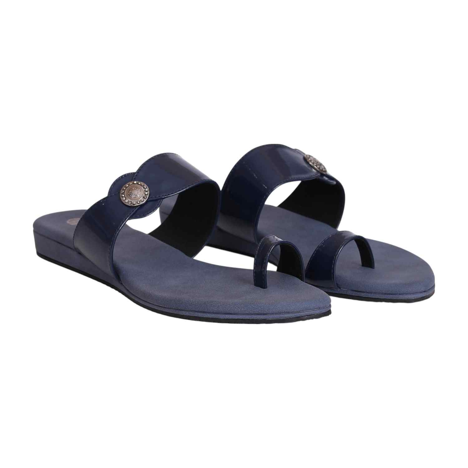 Women Modern Blue Toe-Loop Flats