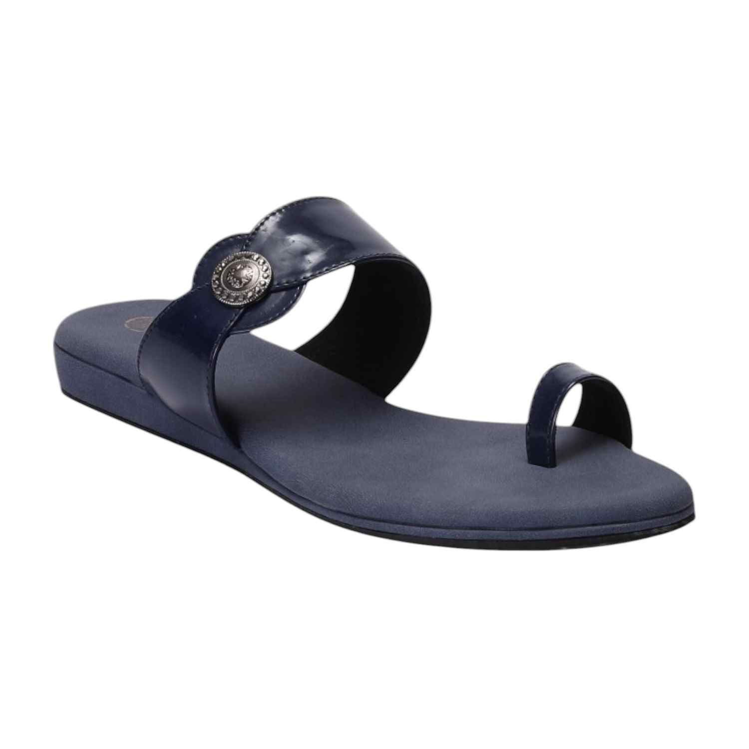 Women Blue Sandal One Toe Casual Flat