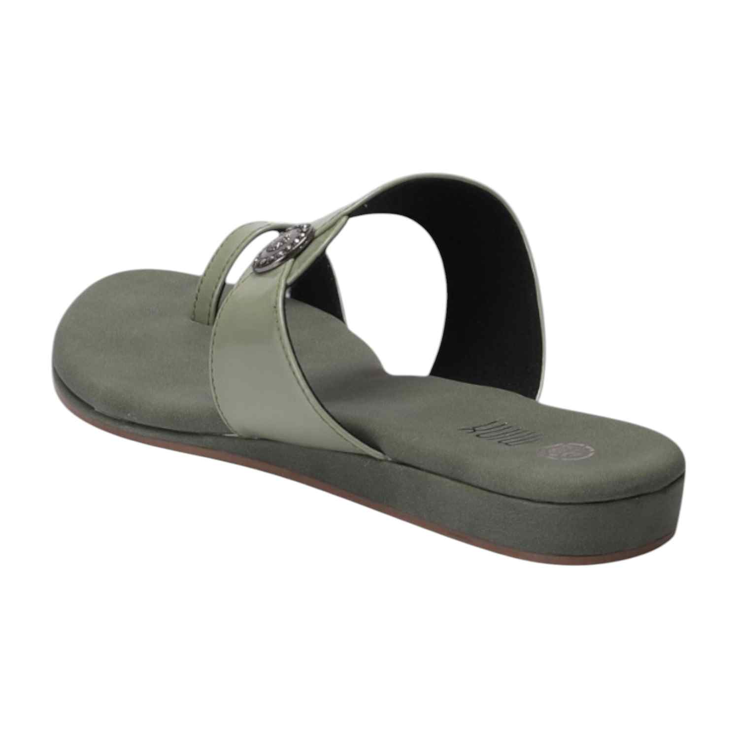 Women Green Sandal One Toe Casual Flat