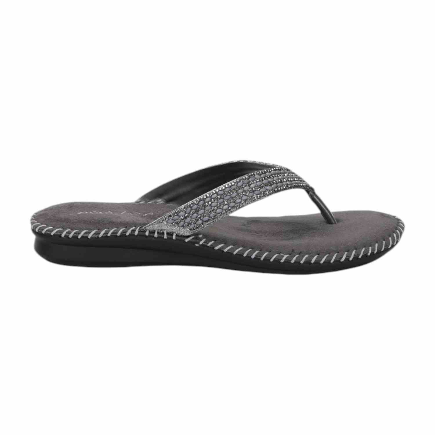 Women Embroided Gunmetal Fashion Flat