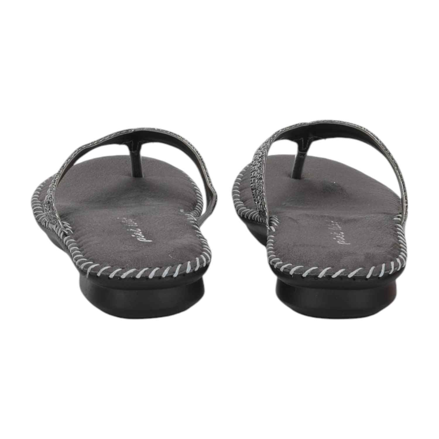 Women Embroided Gunmetal Fashion Flat