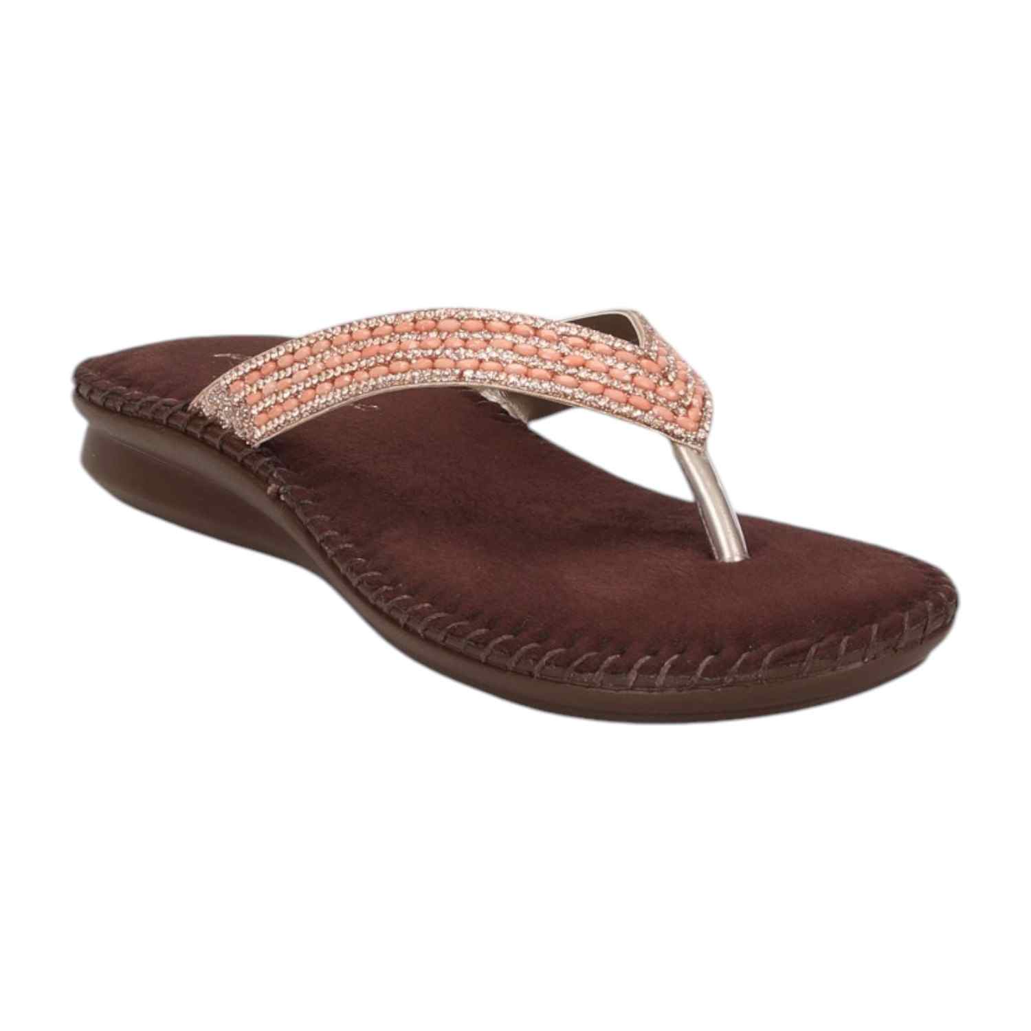 Women Embroided Peach Fashion Flat