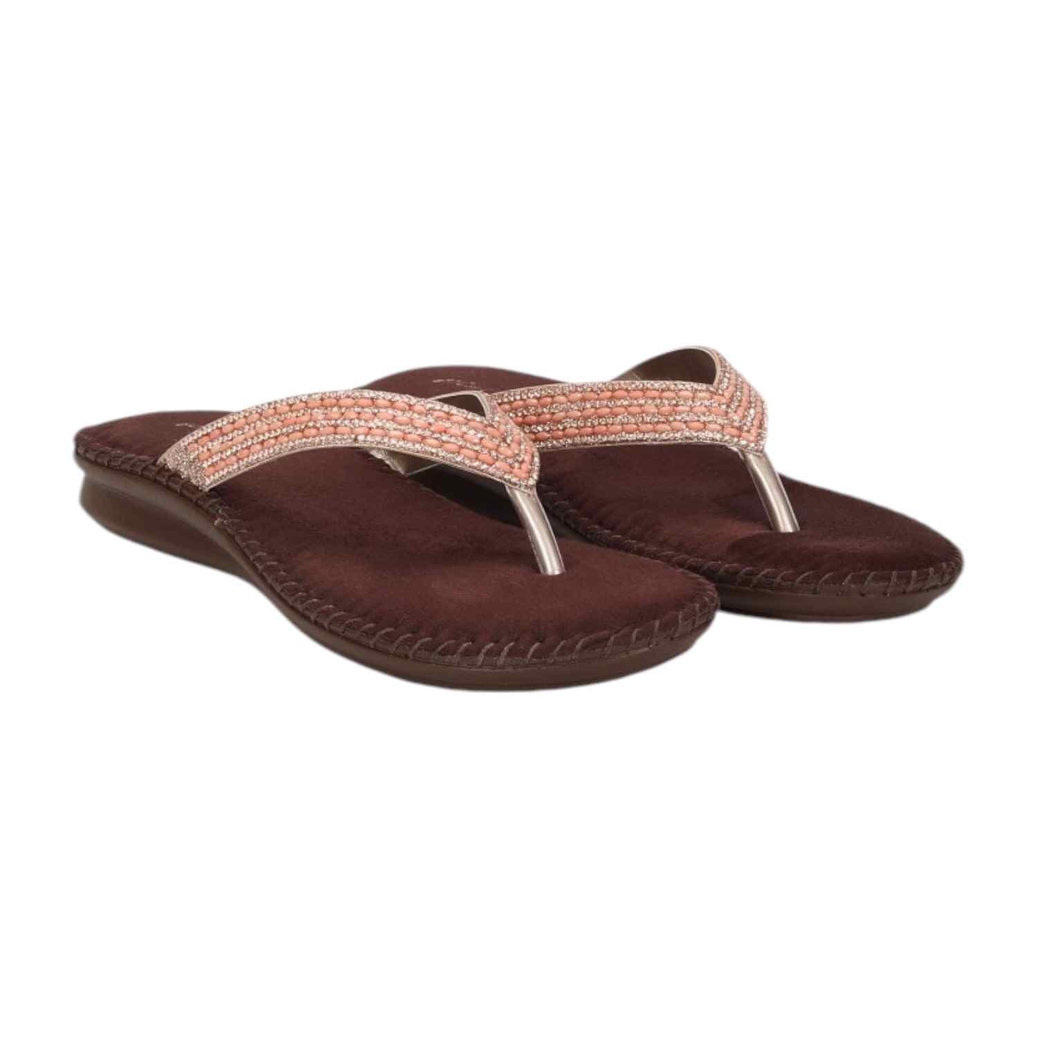 Women Embroided Peach Fashion Flat