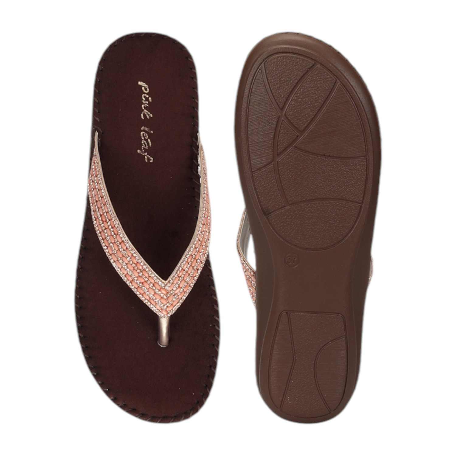 Women Embroided Peach Fashion Flat