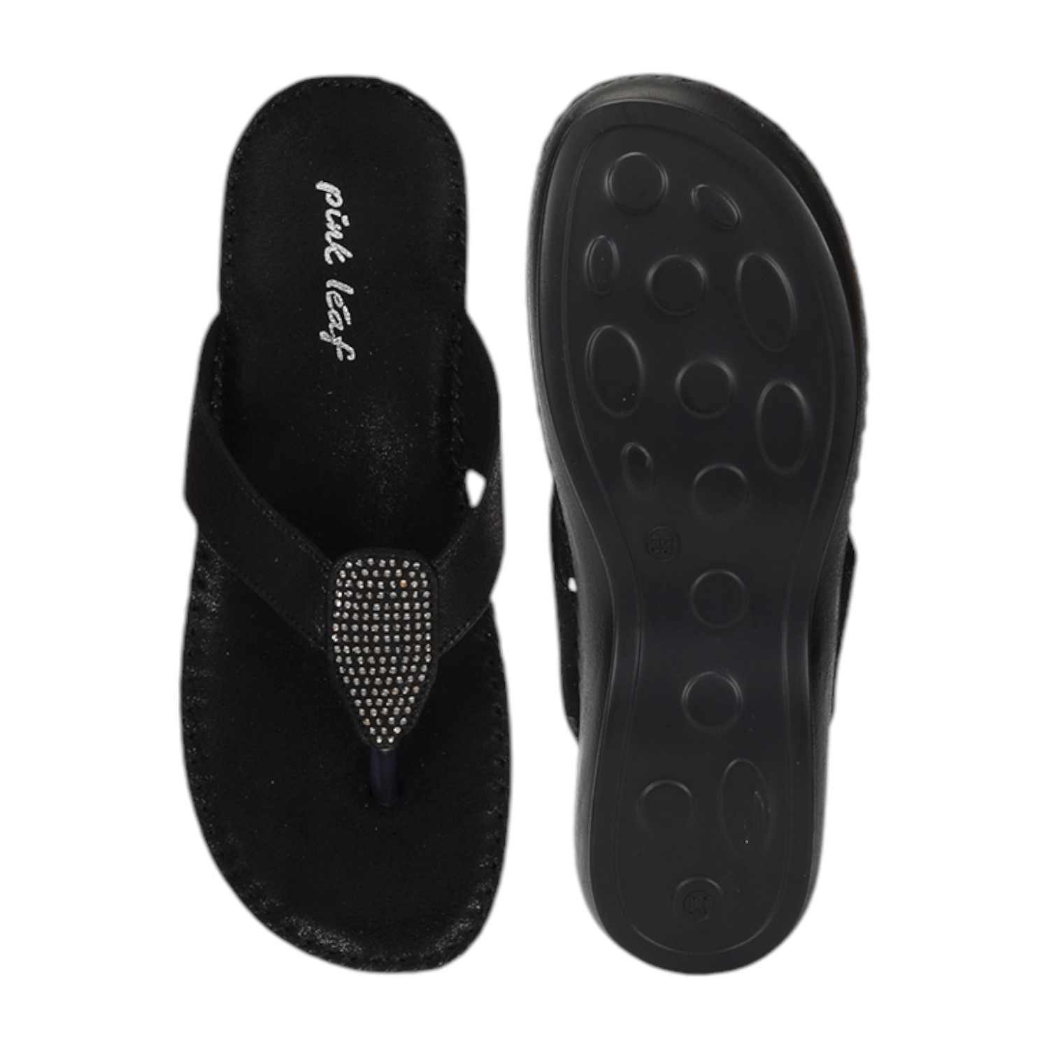 Women Chappal/Thong Black Fashion Flat