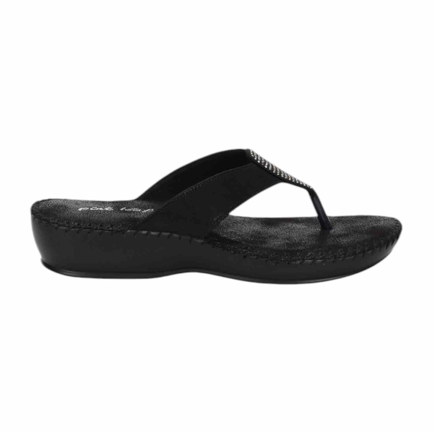 Women Chappal/Thong Black Fashion Flat