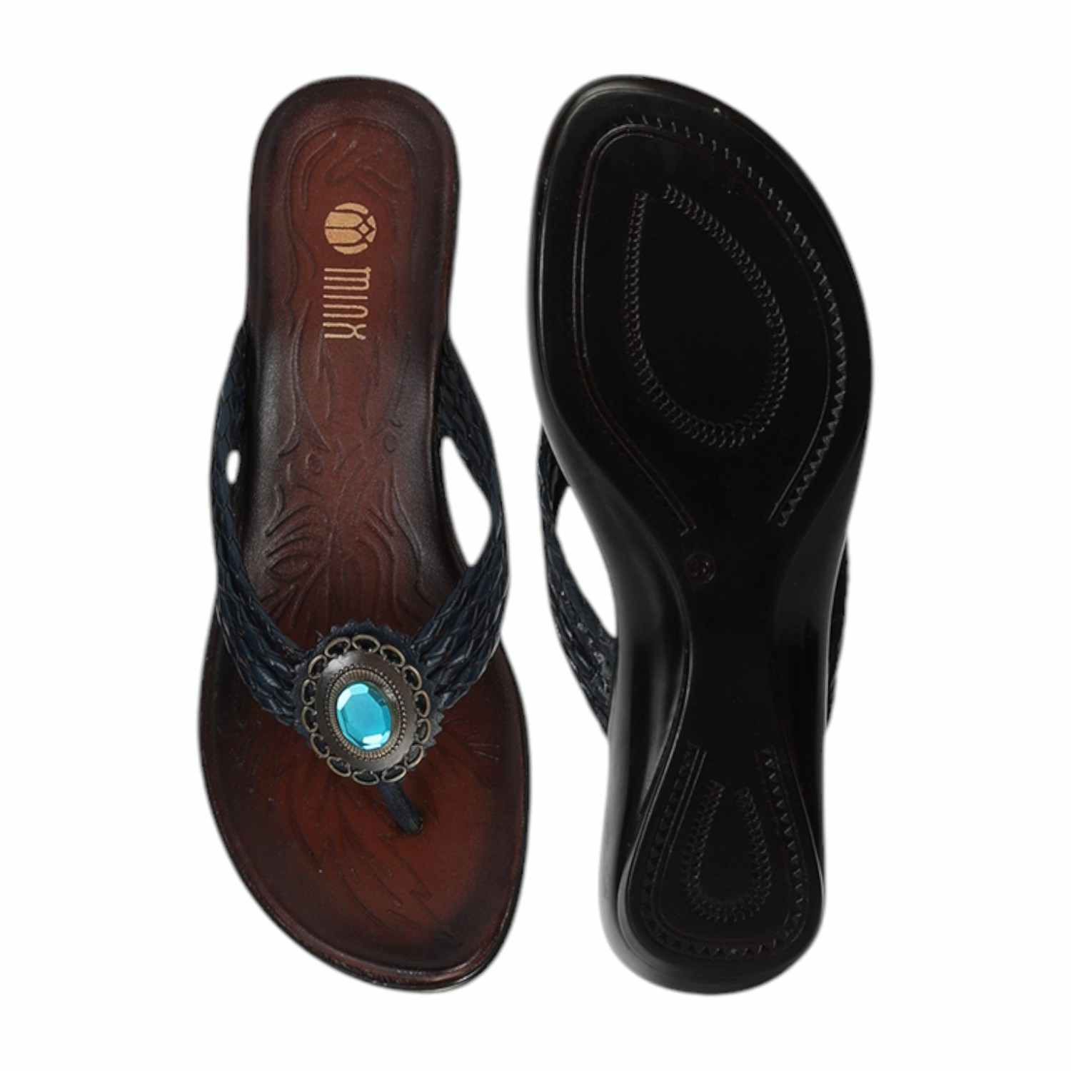 Women Navy Blue Braided Medallion Wedges