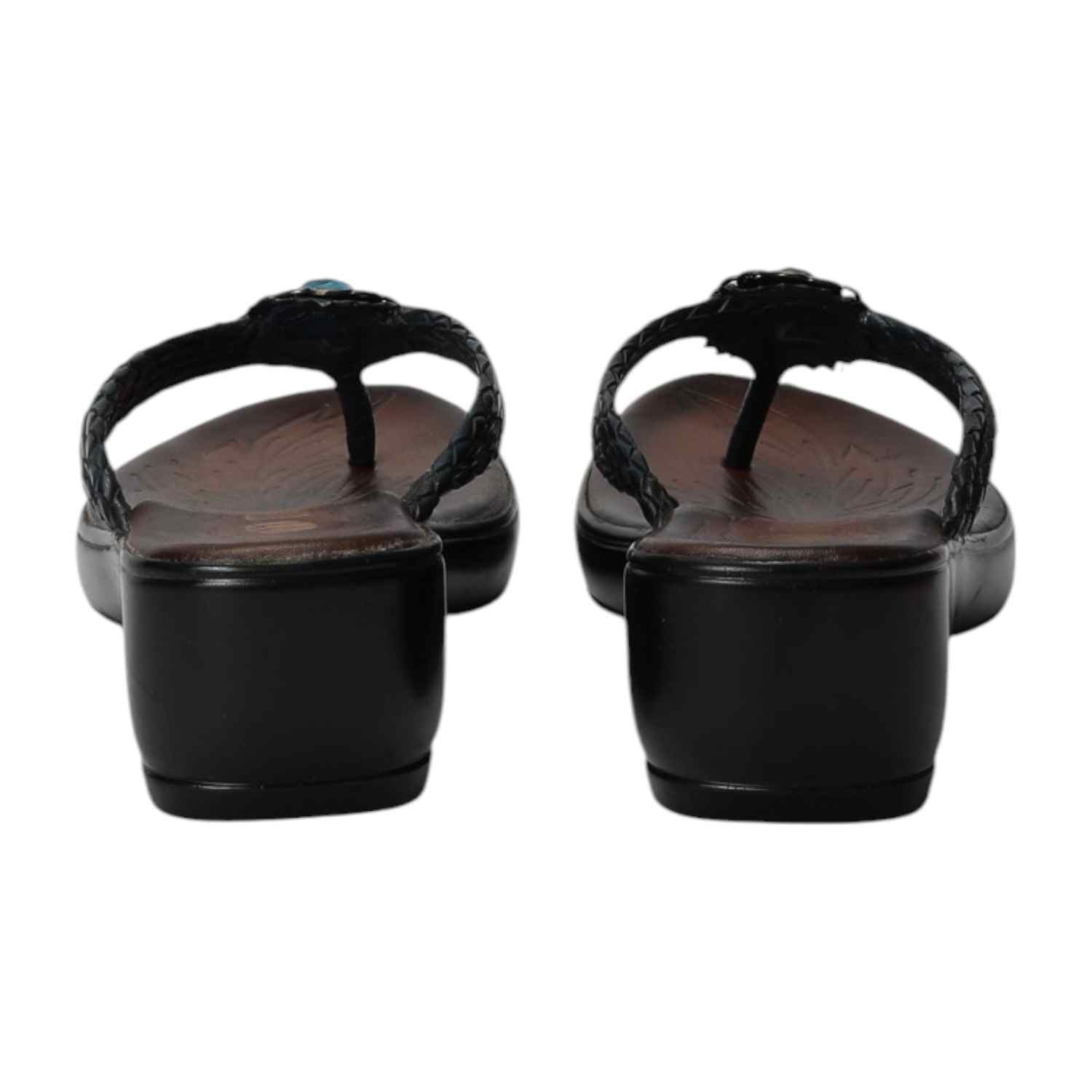 Women Navy Blue Braided Medallion Wedges