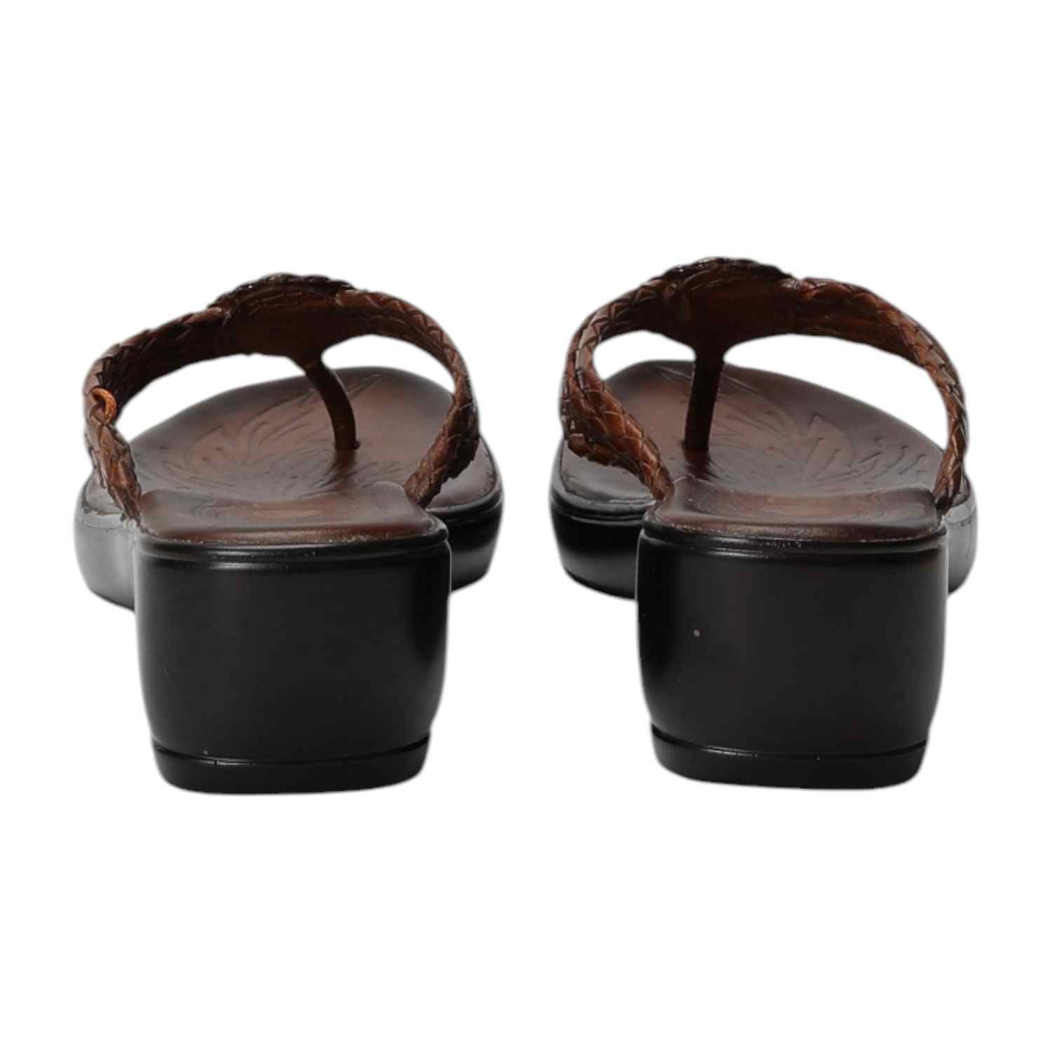 Women Brown Braided Medallion Wedges