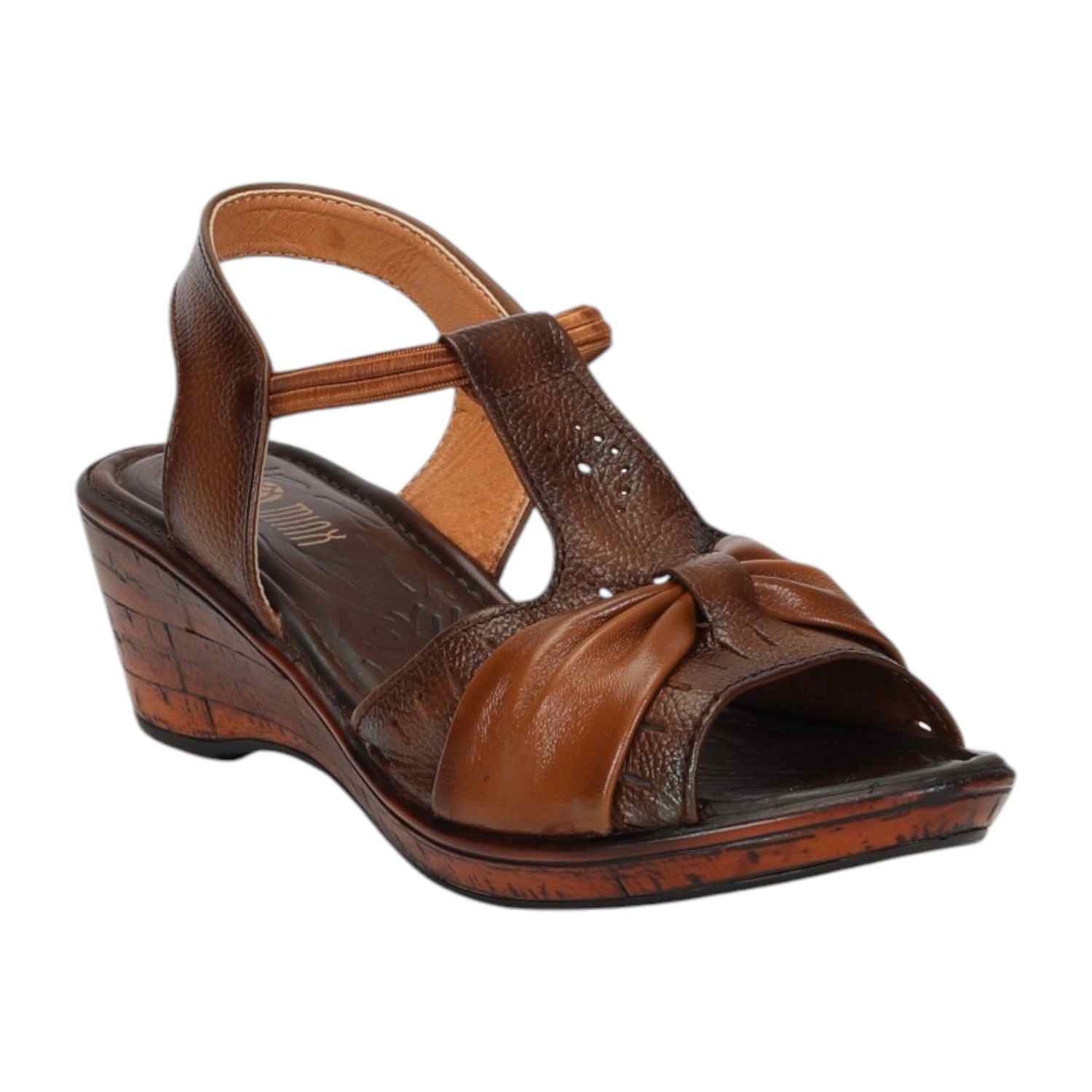 Women Two-Tone Tan & Brown Wedge Sandals