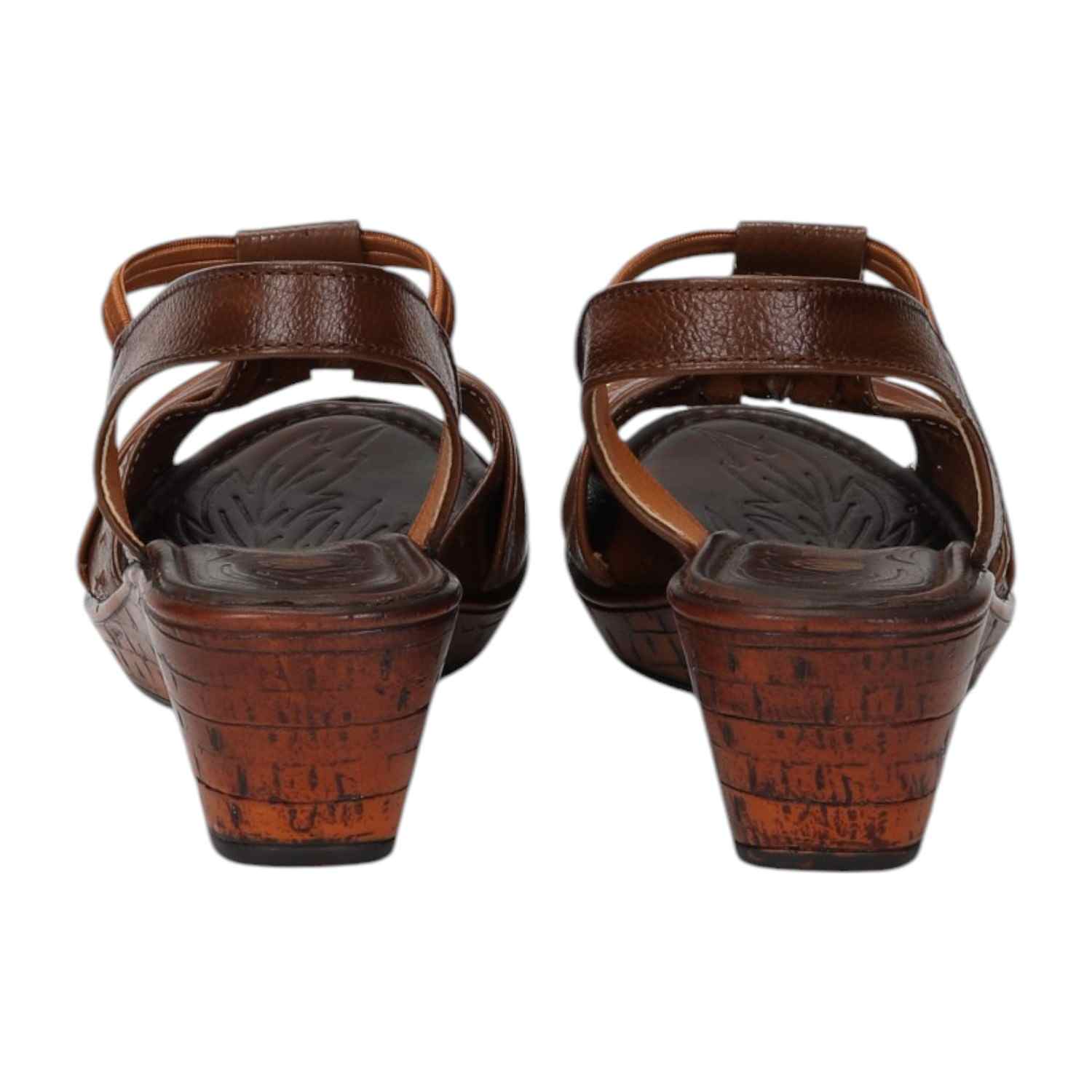 Women Two-Tone Tan & Brown Wedge Sandals