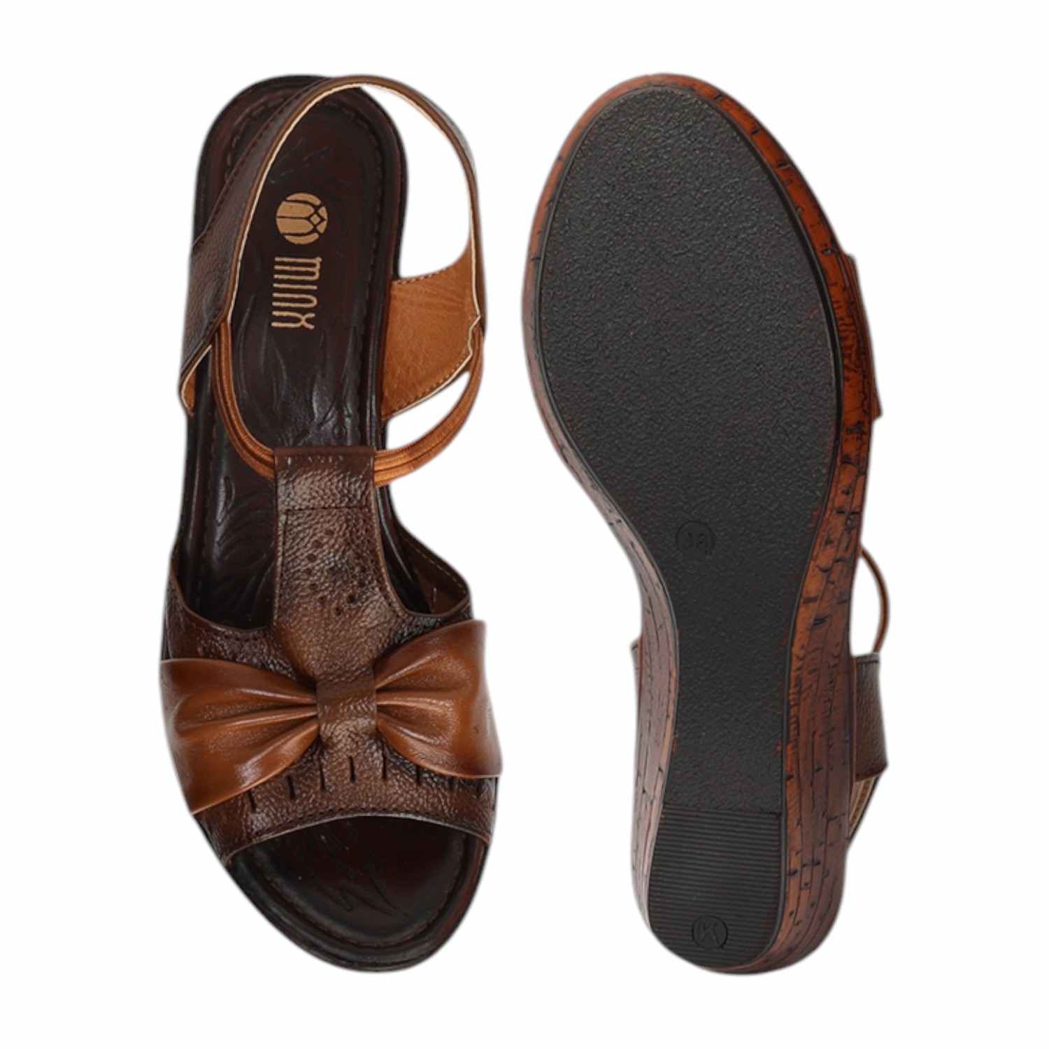 Women Two-Tone Tan & Brown Wedge Sandals