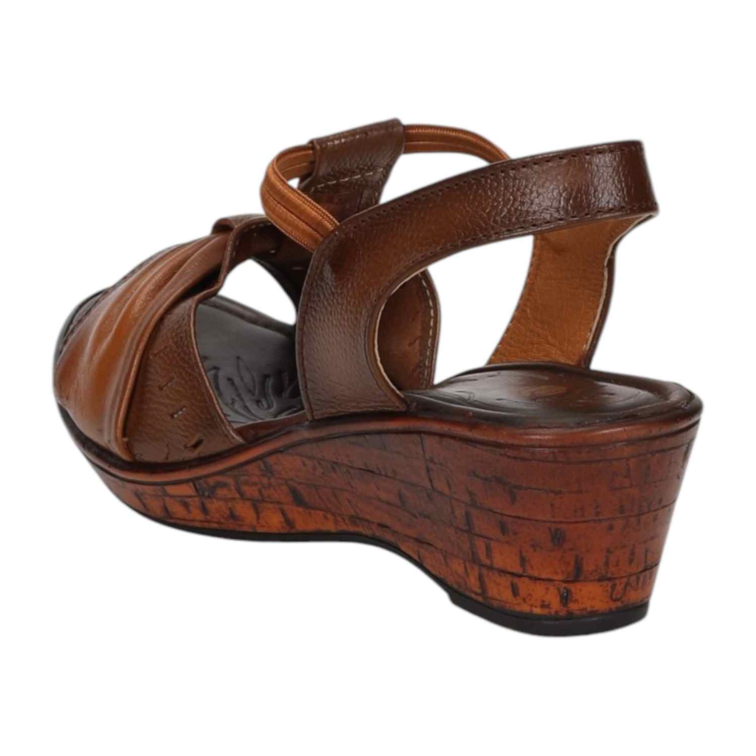 Women Two-Tone Tan & Brown Wedge Sandals