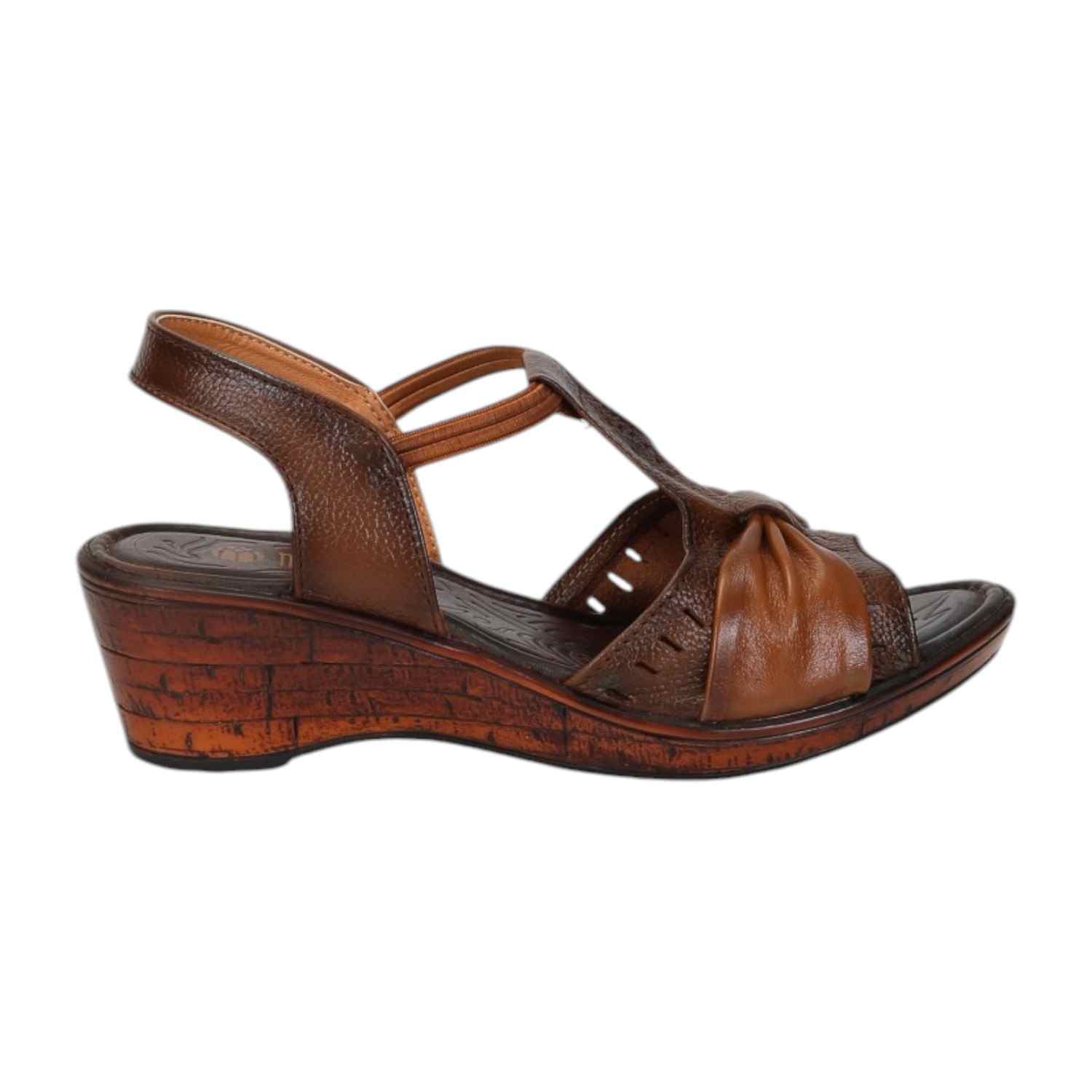 Women Two-Tone Tan & Brown Wedge Sandals