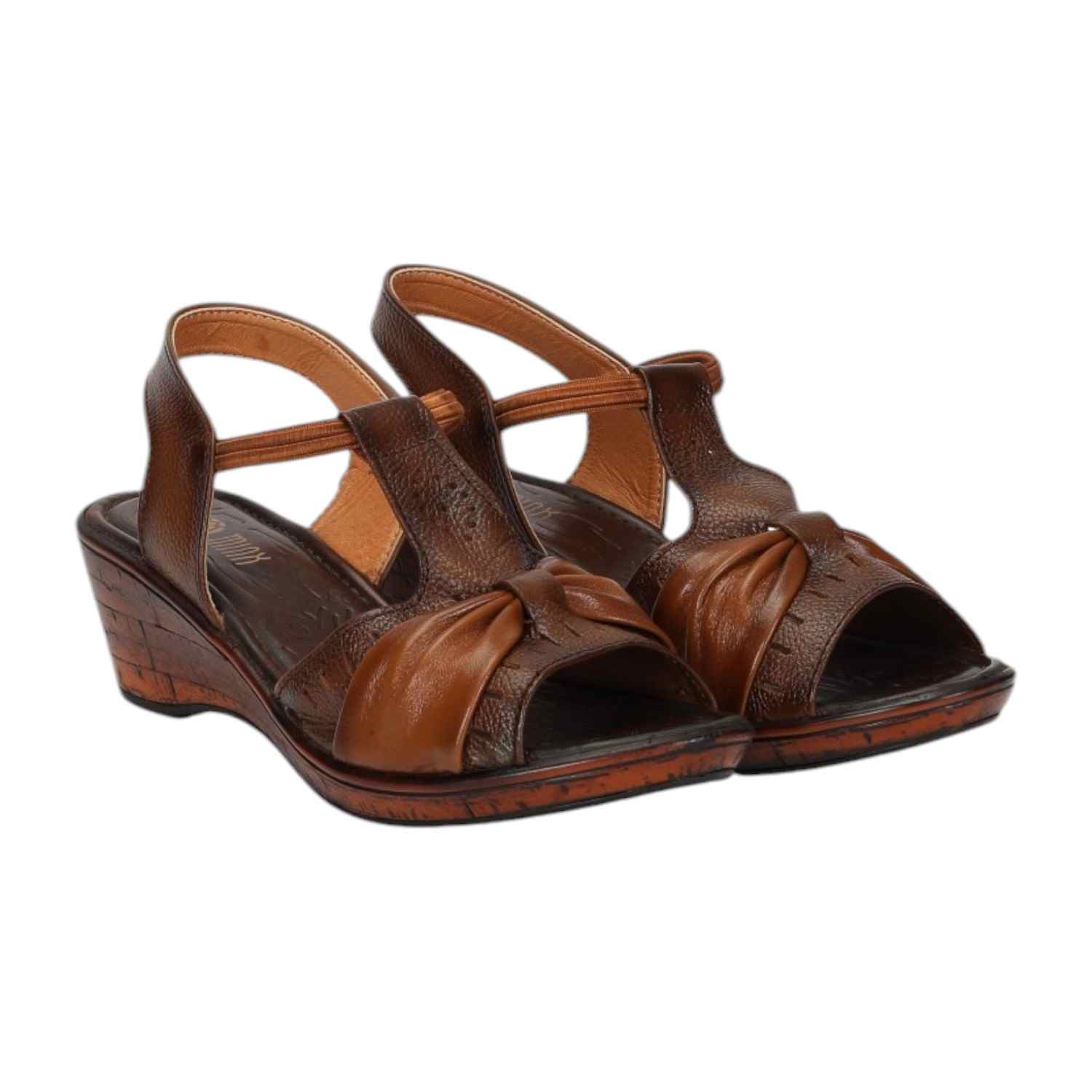 Women Two-Tone Tan & Brown Wedge Sandals