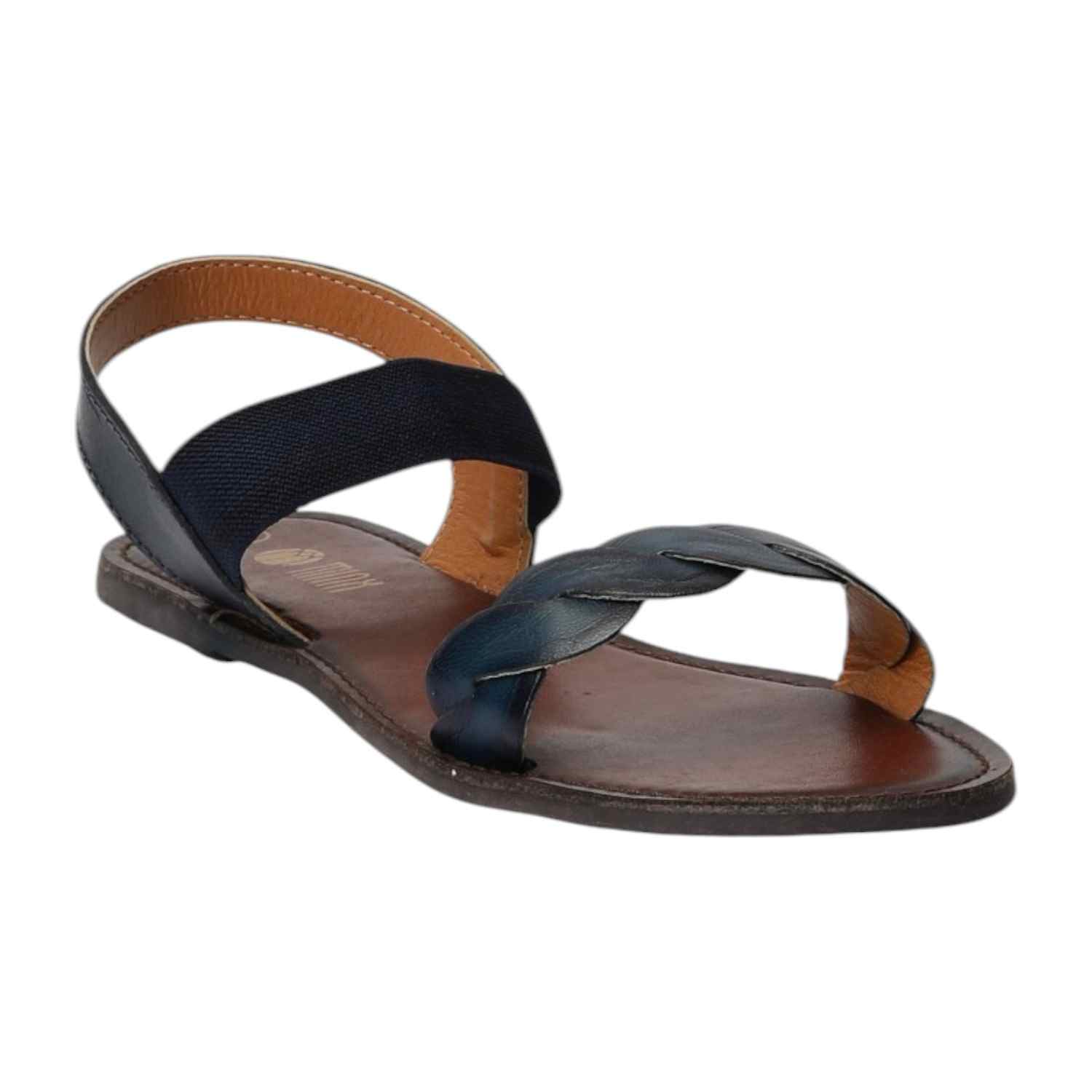 Women Braided Navy Flat Sandals