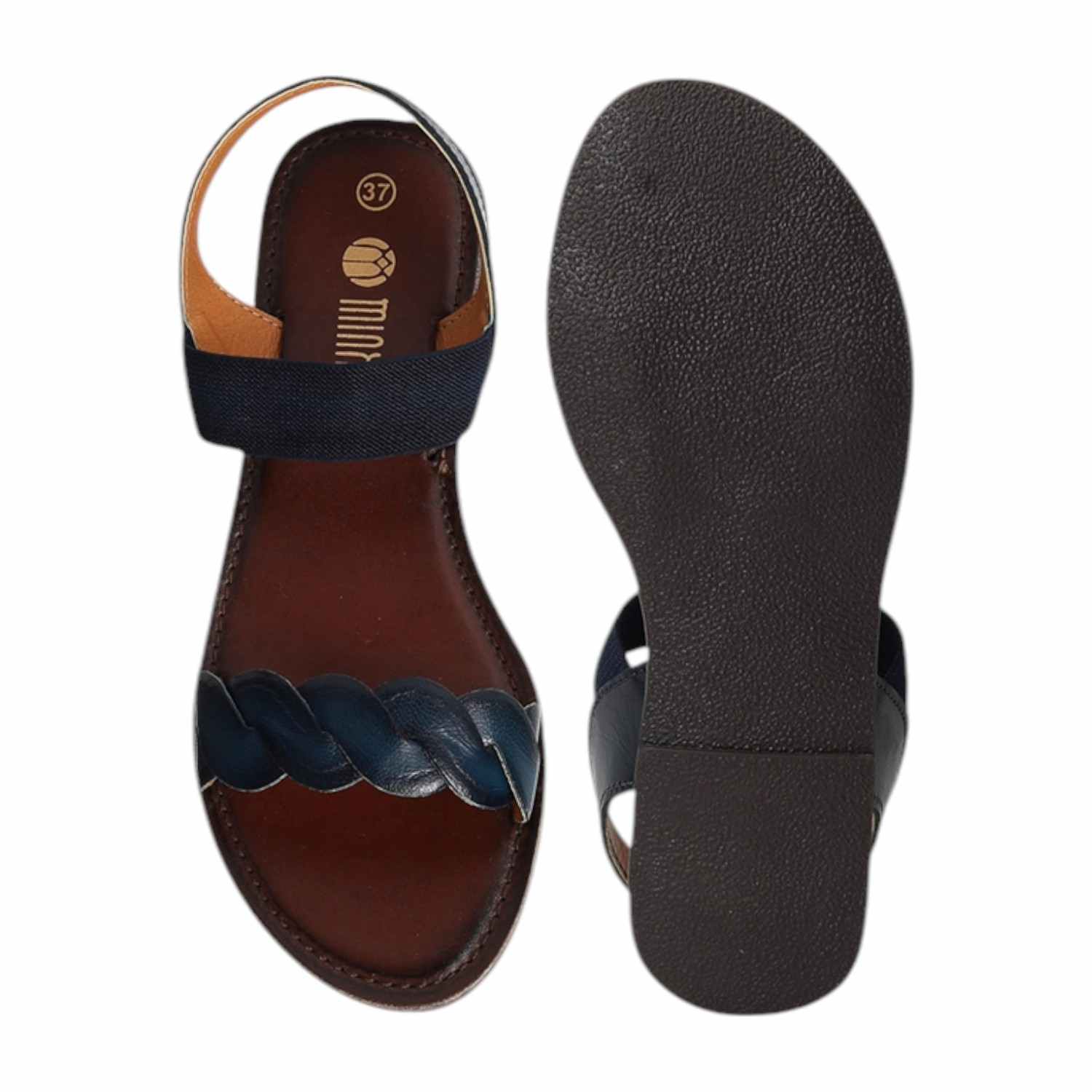 Women Braided Navy Flat Sandals