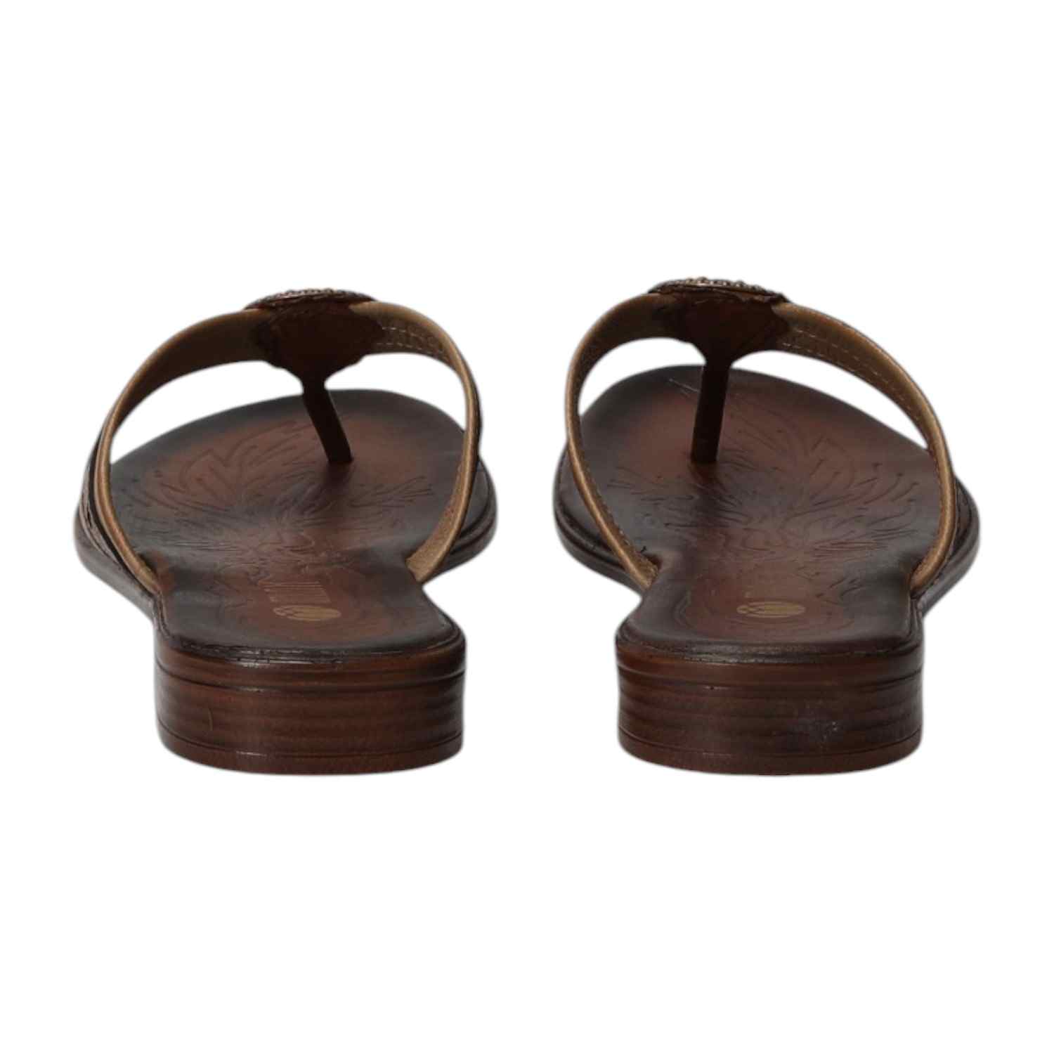 Women Dark Beige Medallion Thongs