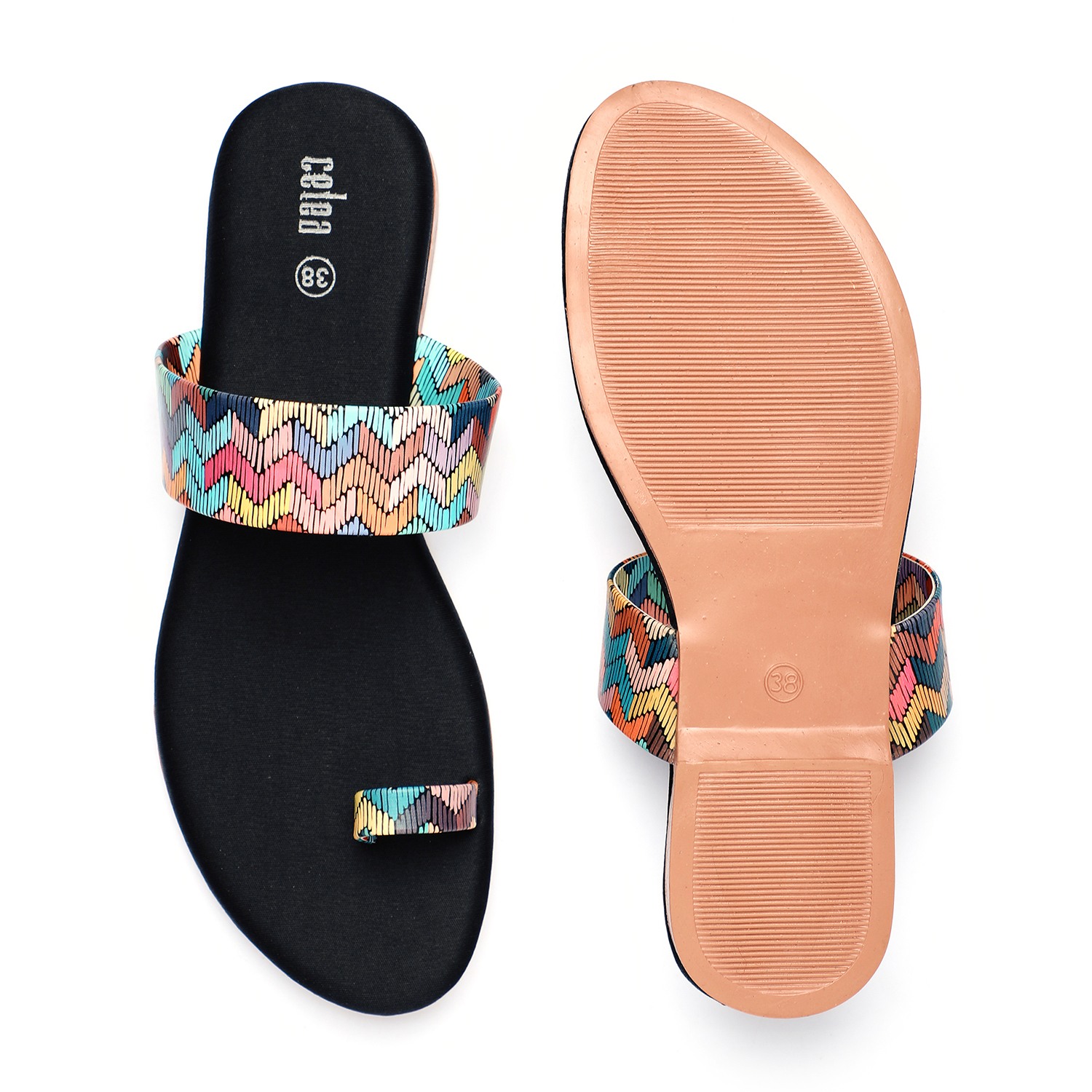 Women Multi Color Toe Ring Casual Flats