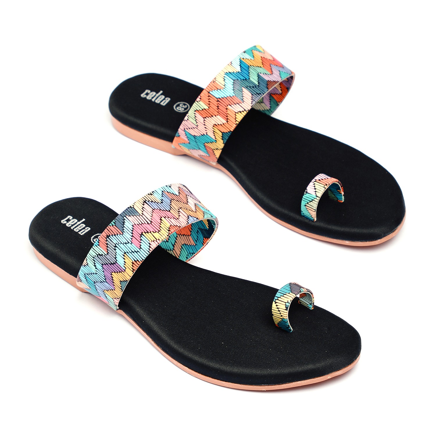 Women Multi Color Toe Ring Casual Flats