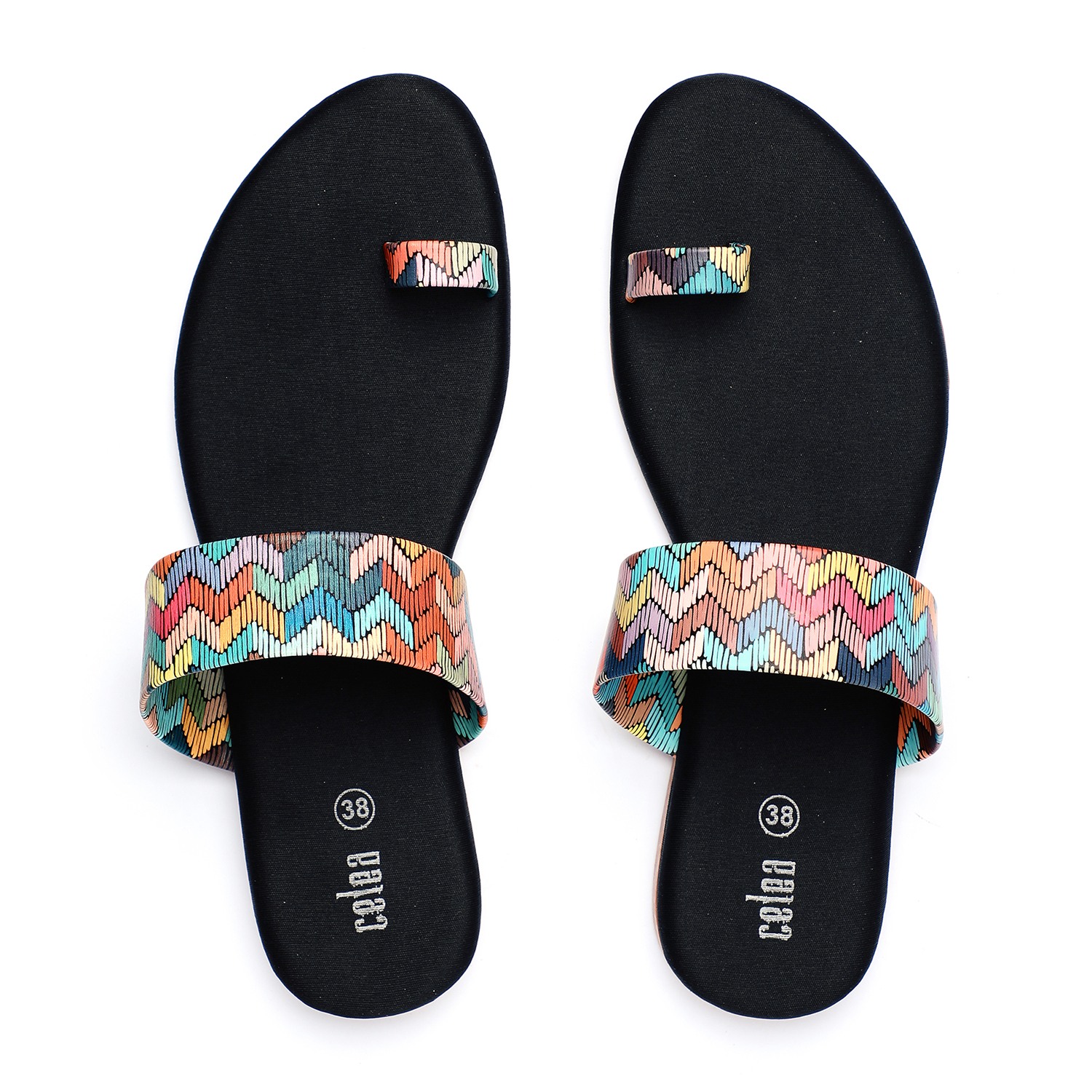 Women Multi Color Toe Ring Casual Flats