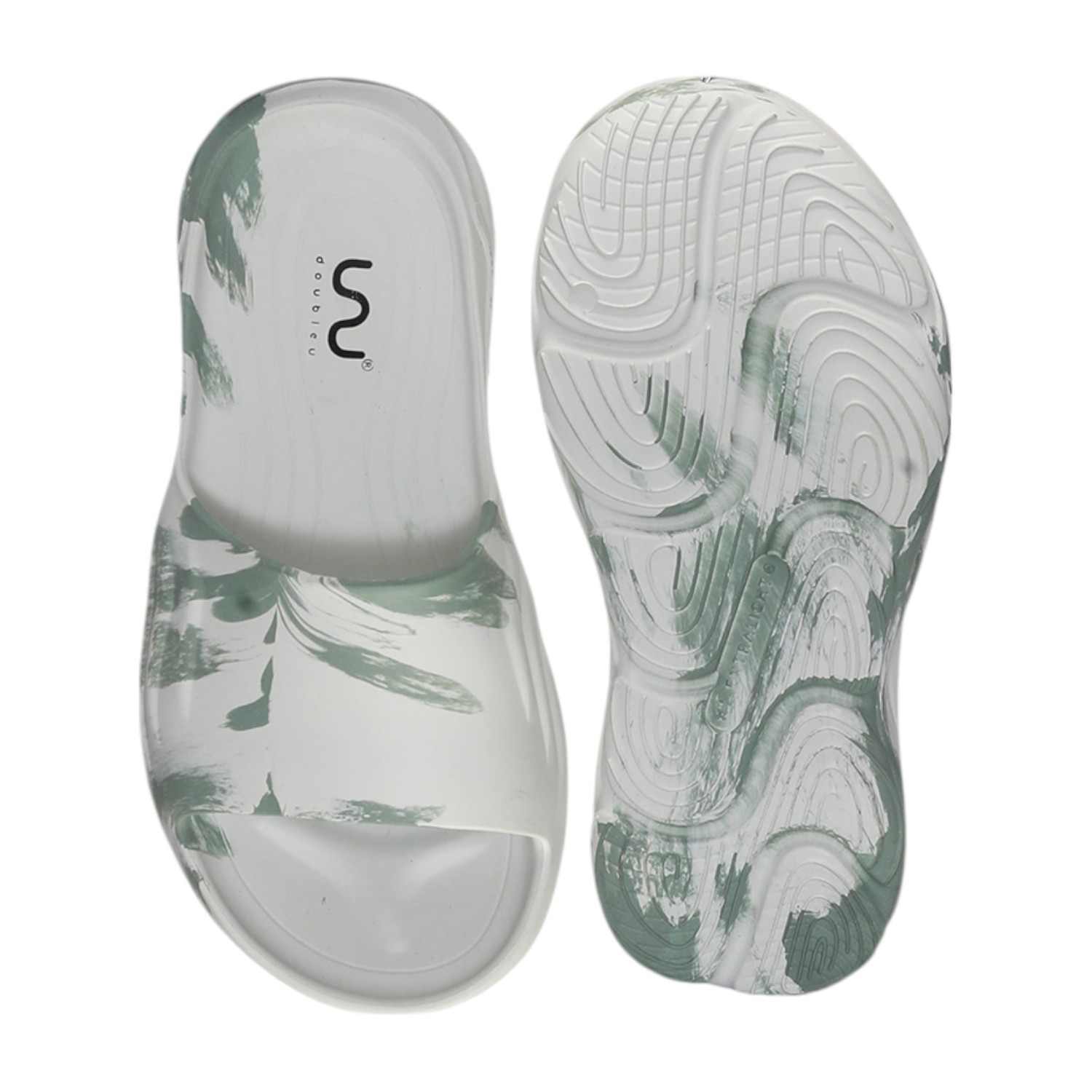 Women Slides-Flip White Mint Green Slip On