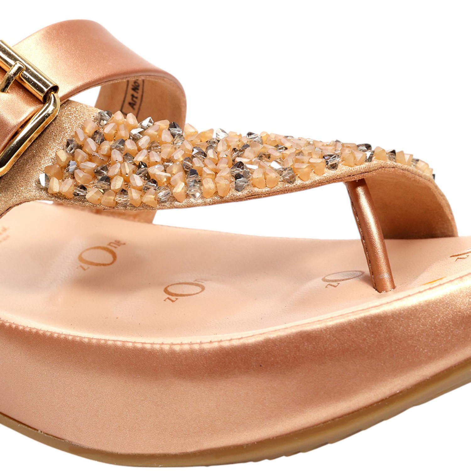 VON WELLX | Golden Goddess Women Beaded T-Strap Wedge Sandals|1