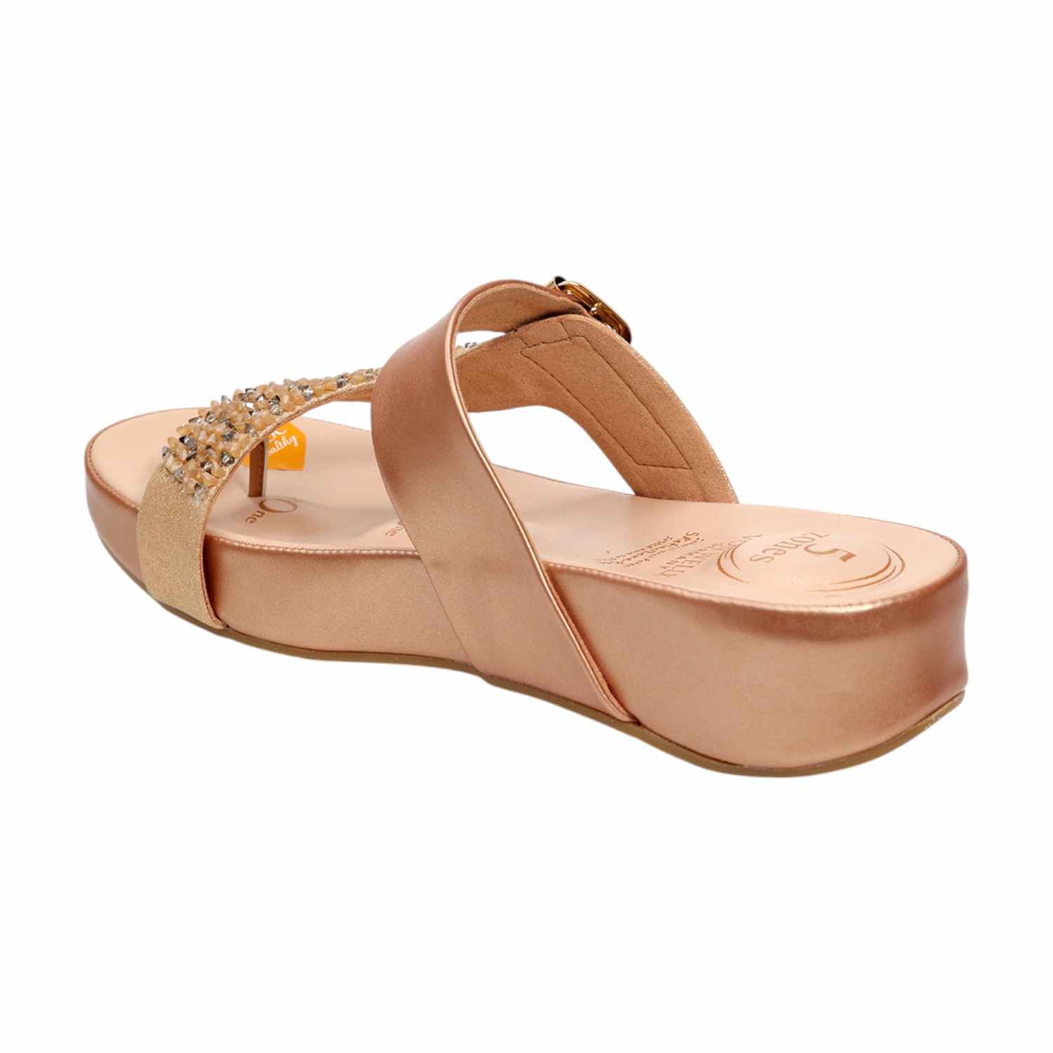 VON WELLX | Golden Goddess Women Beaded T-Strap Wedge Sandals|3
