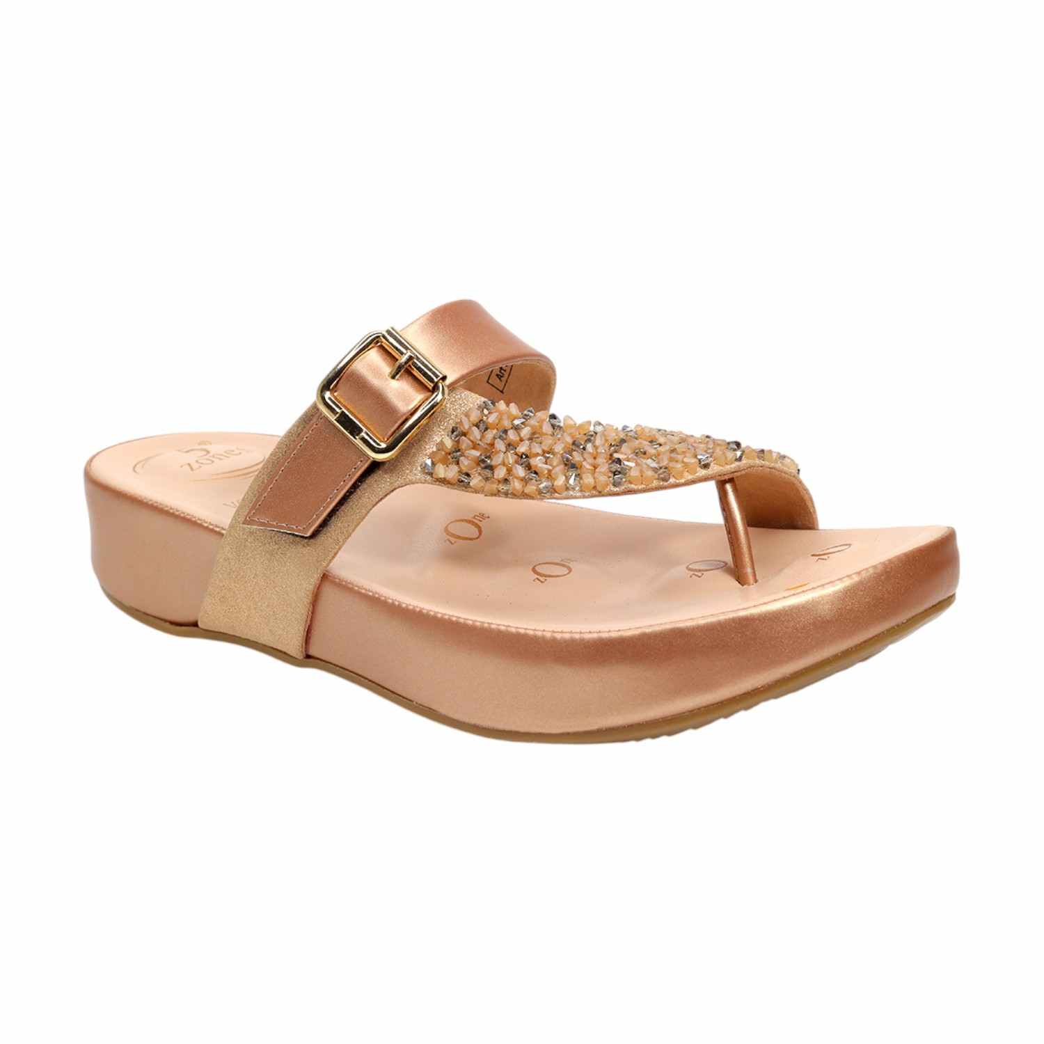 VON WELLX | Golden Goddess Women Beaded T-Strap Wedge Sandals|0