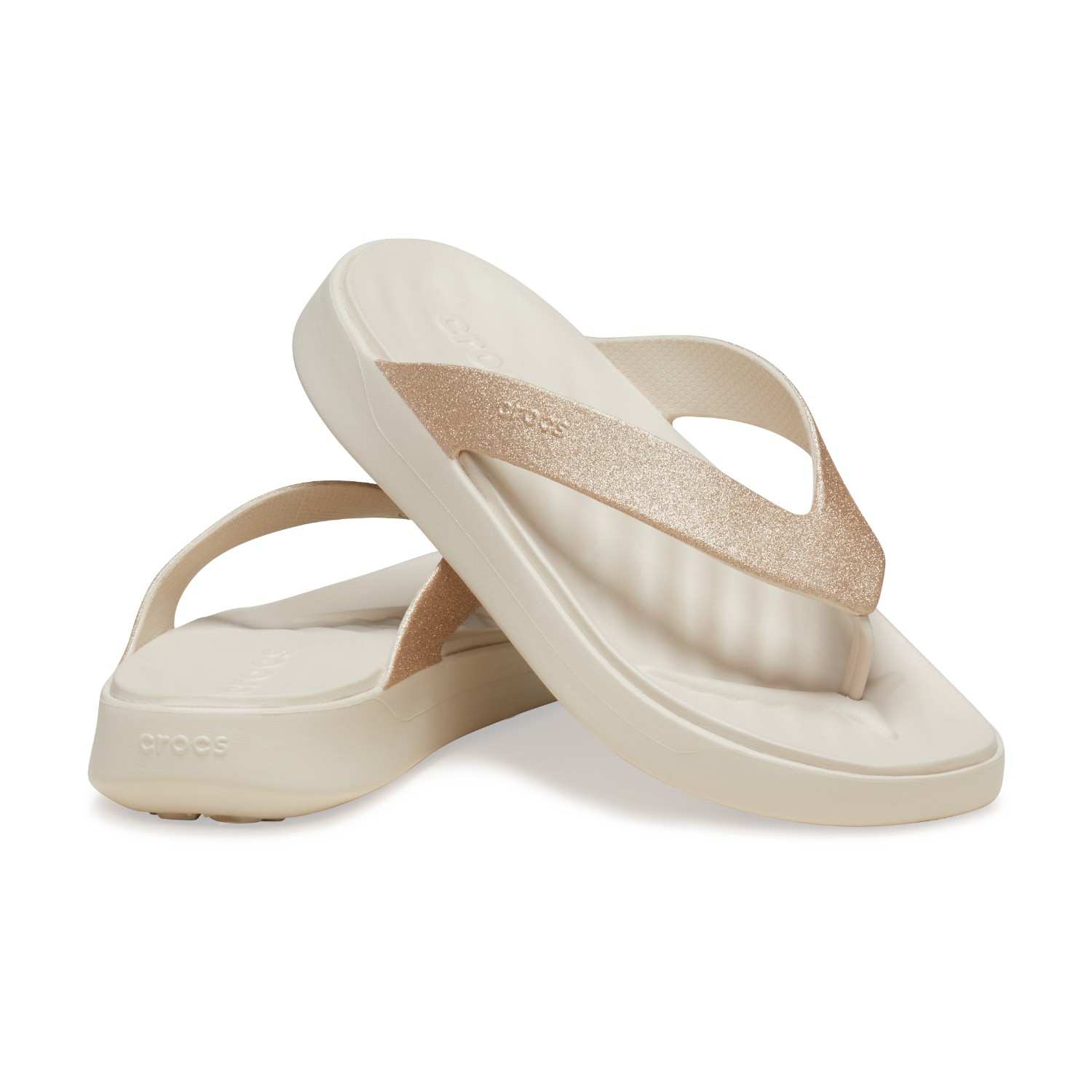 Women Glitter Flip Flops Champagne Gold