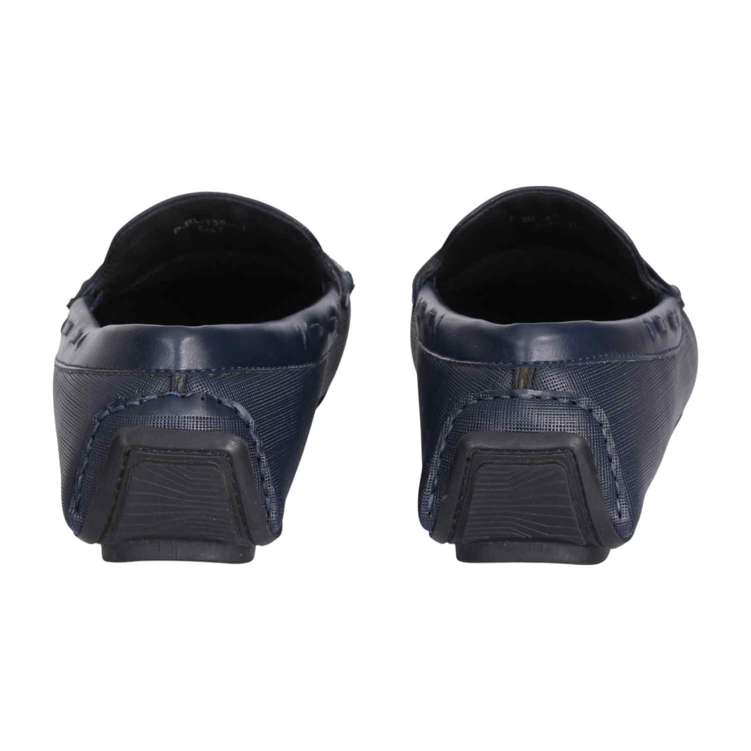 Men Navy Textured Penny Loafers