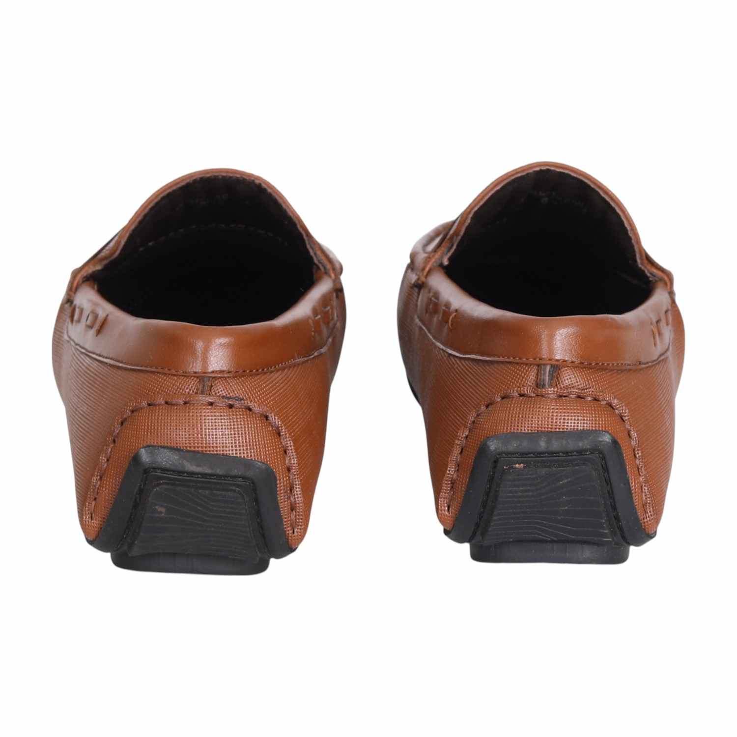 Men Tan Textured Penny Loafers