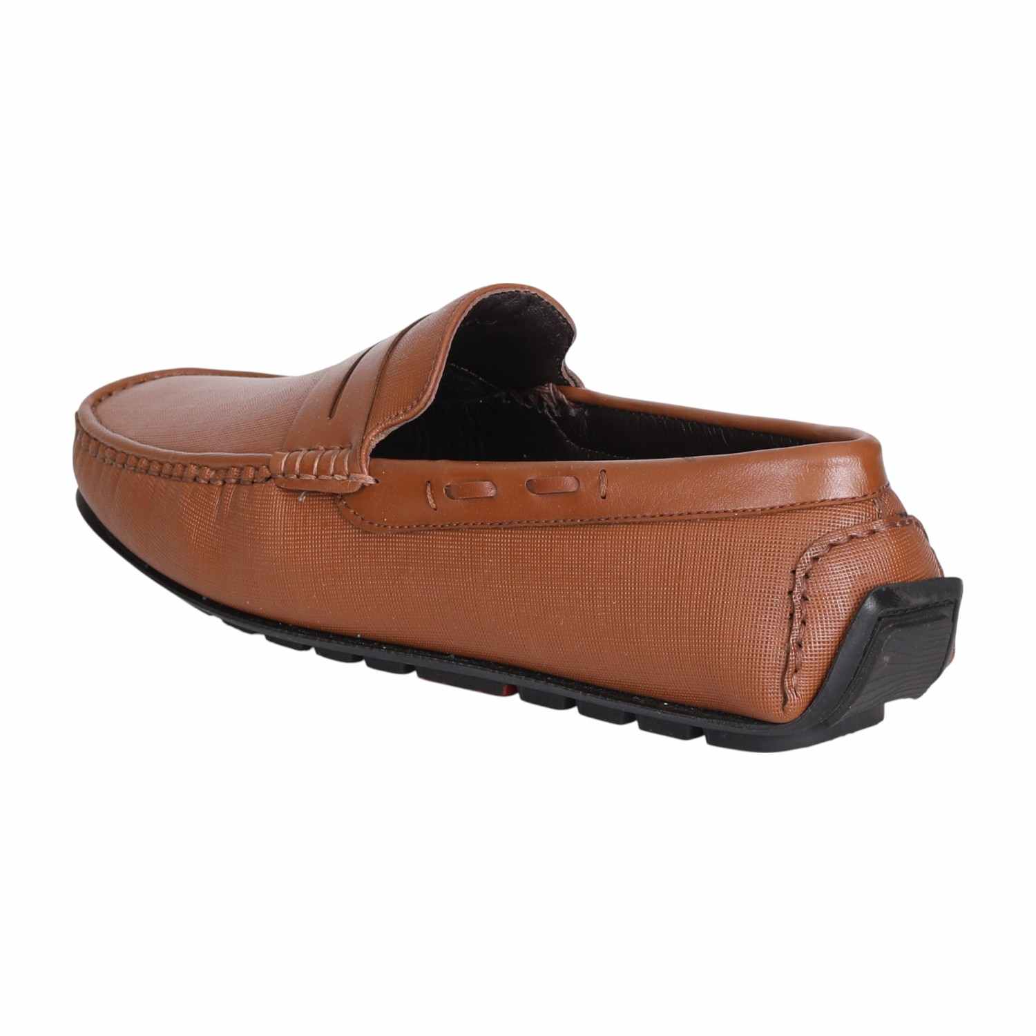 Men Tan Textured Penny Loafers
