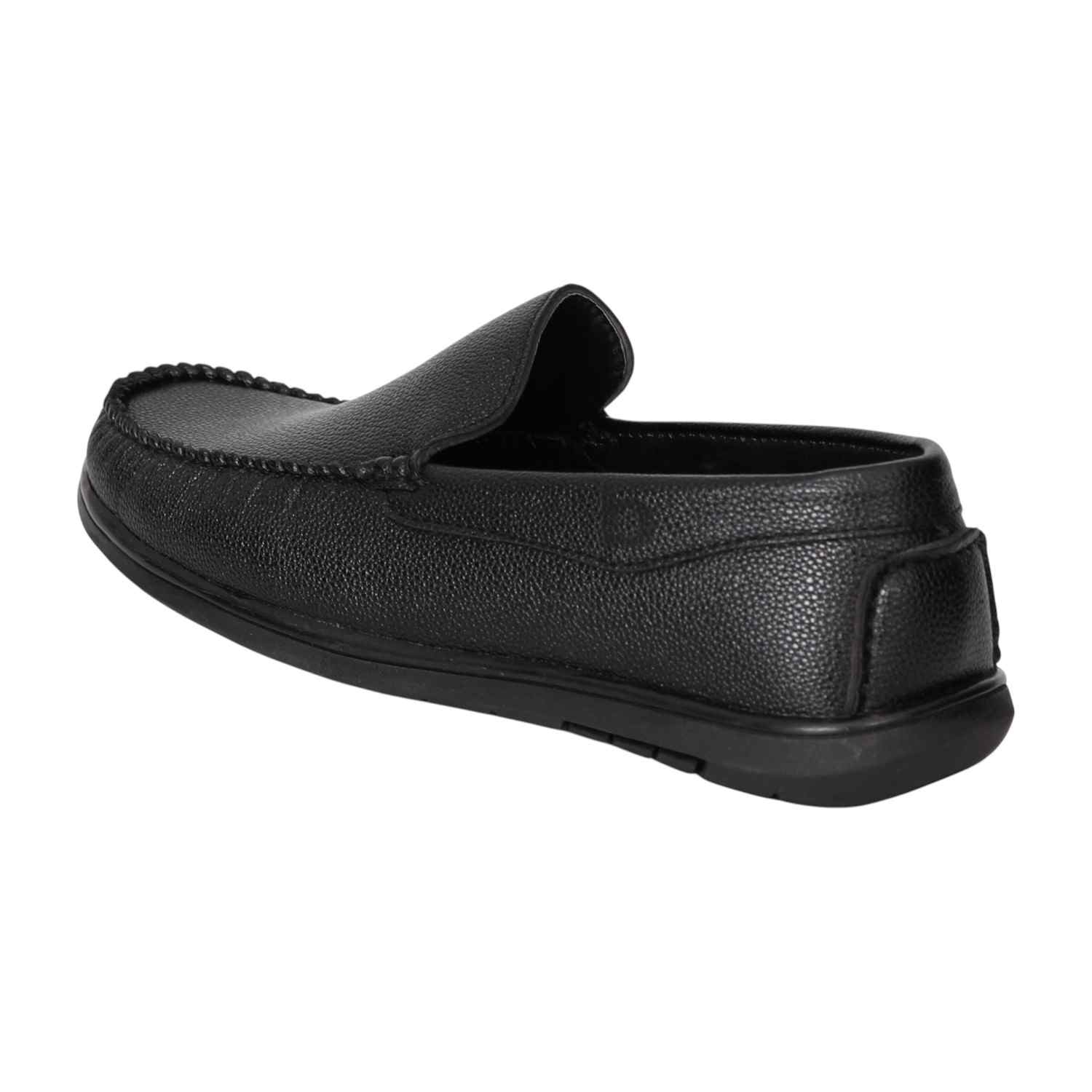 Men Black Textured Slip-On Loafers