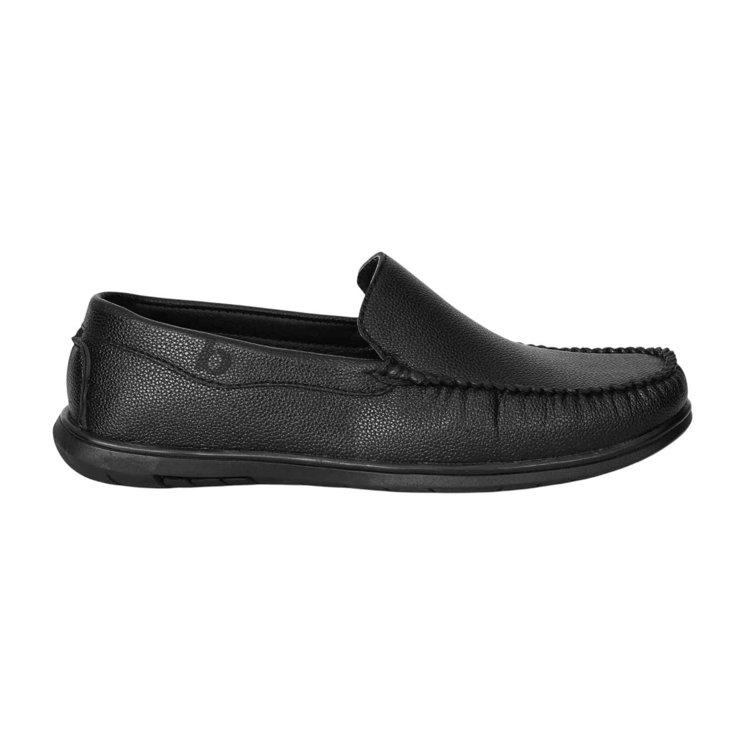 Men Black Textured Slip-On Loafers