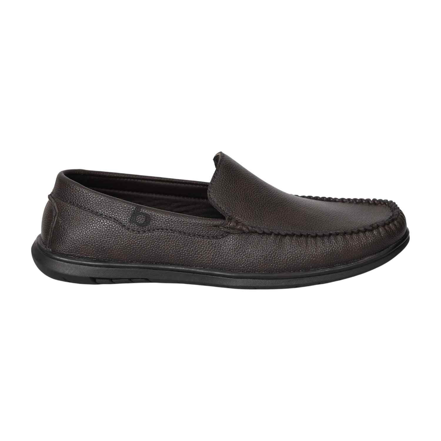 Men Brown Textured Slip-On Loafers
