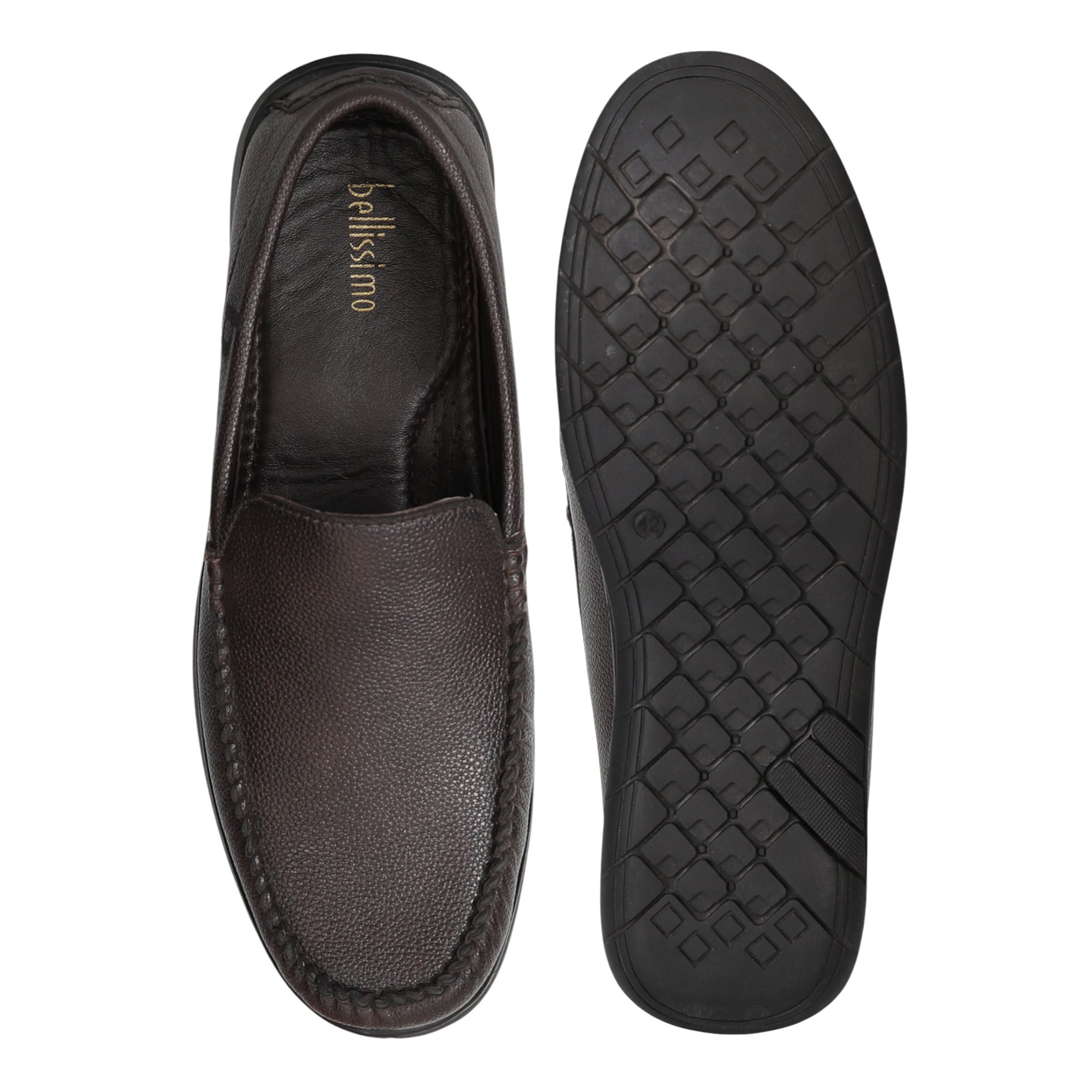 Men Brown Textured Slip-On Loafers