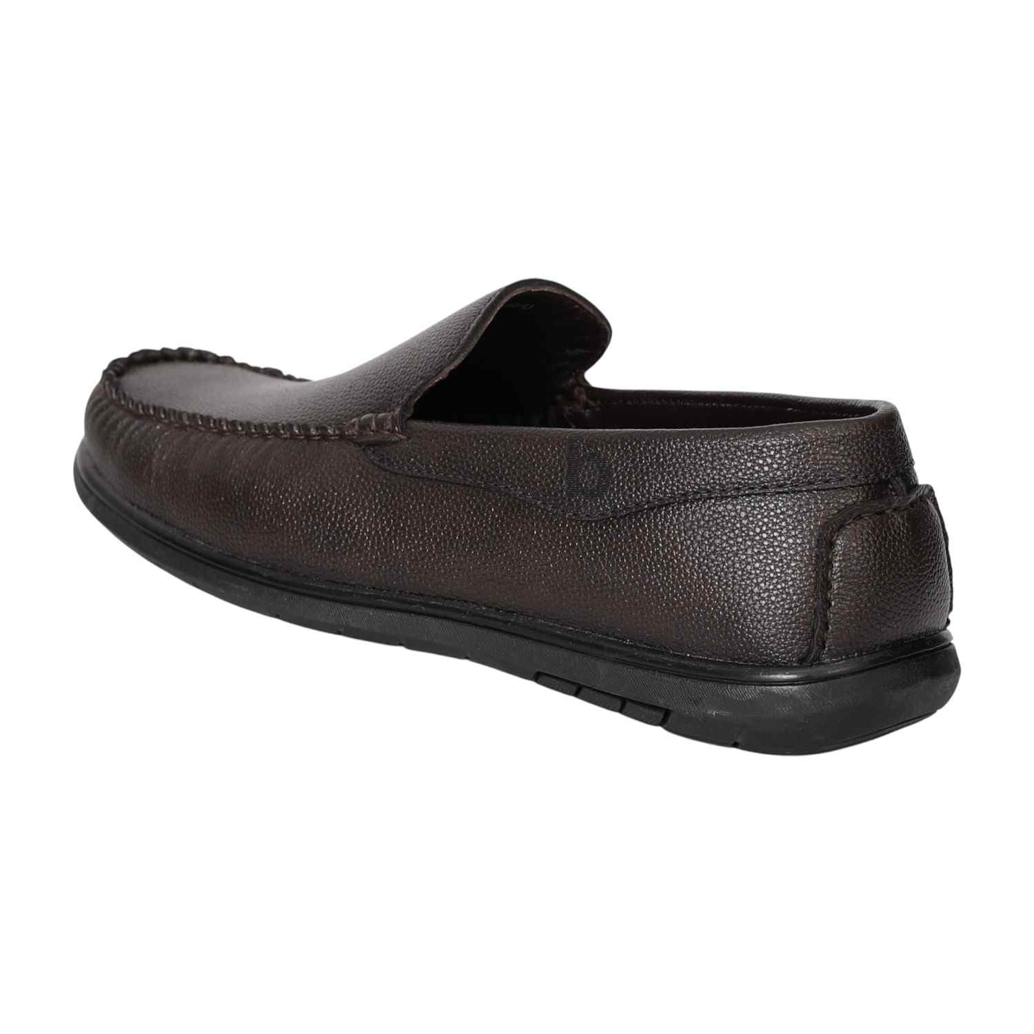 Men Brown Textured Slip-On Loafers