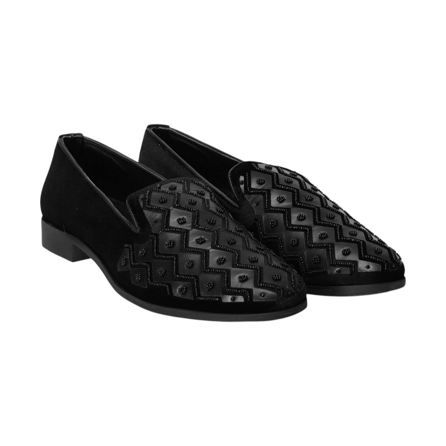 Men Black Joothis/Ethnic  Slip On