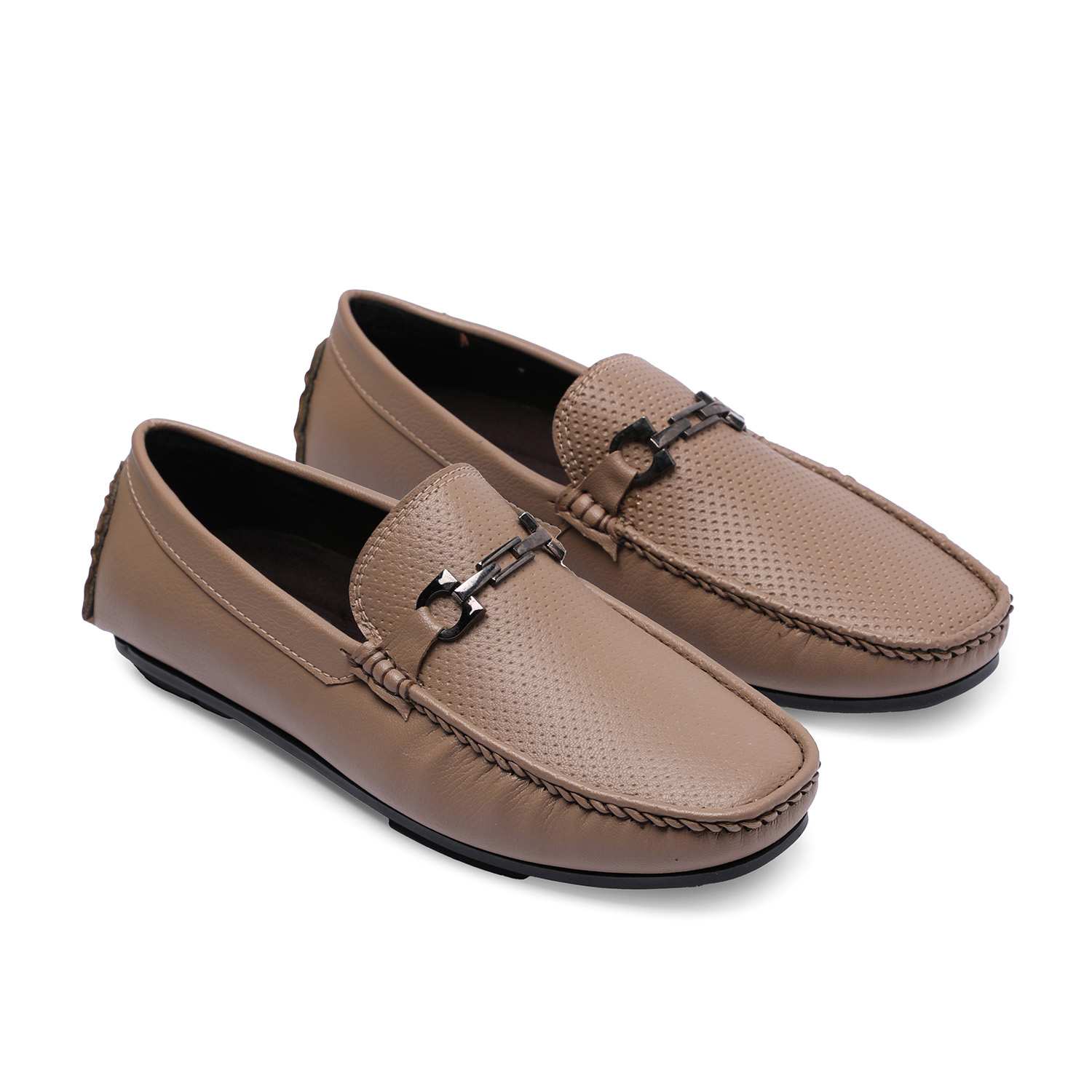 Beige Casual Slip on with Metal Bit Detail For Men