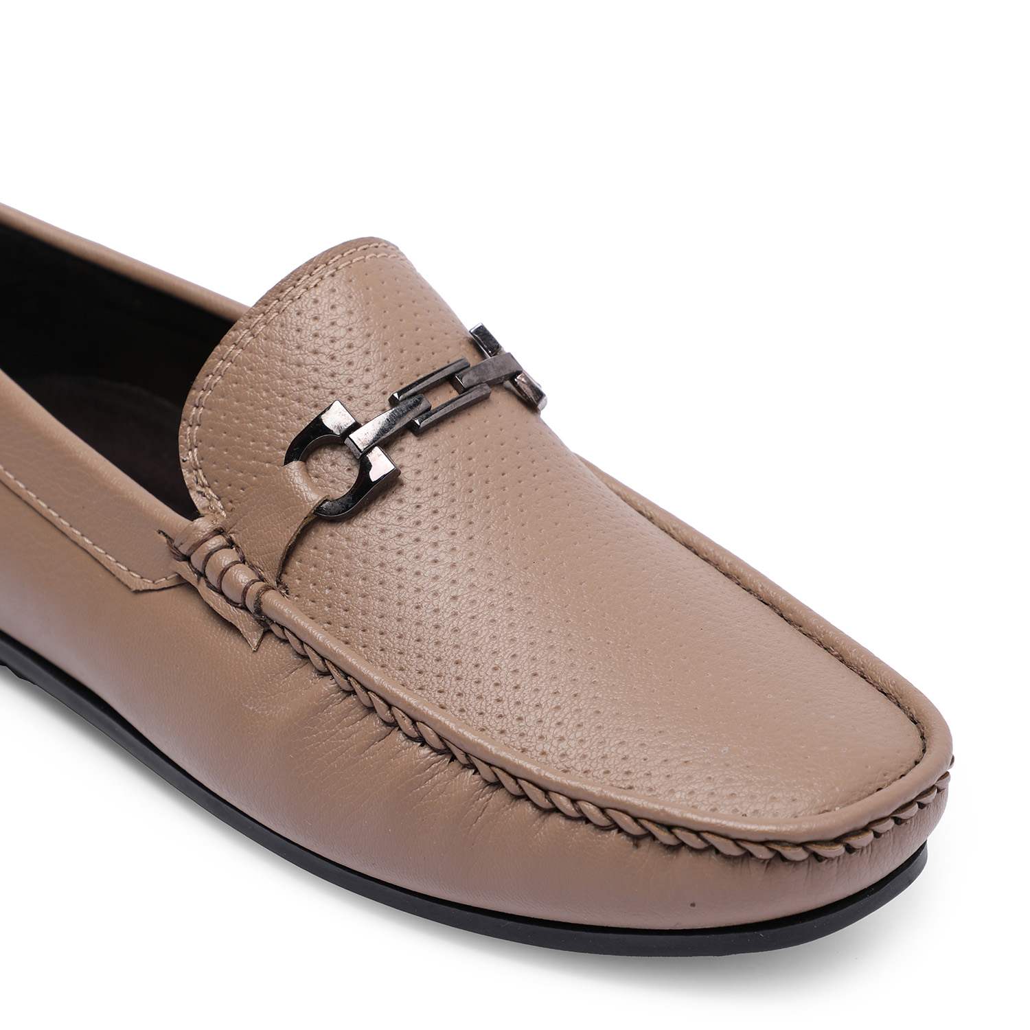 Beige Casual Slip on with Metal Bit Detail For Men