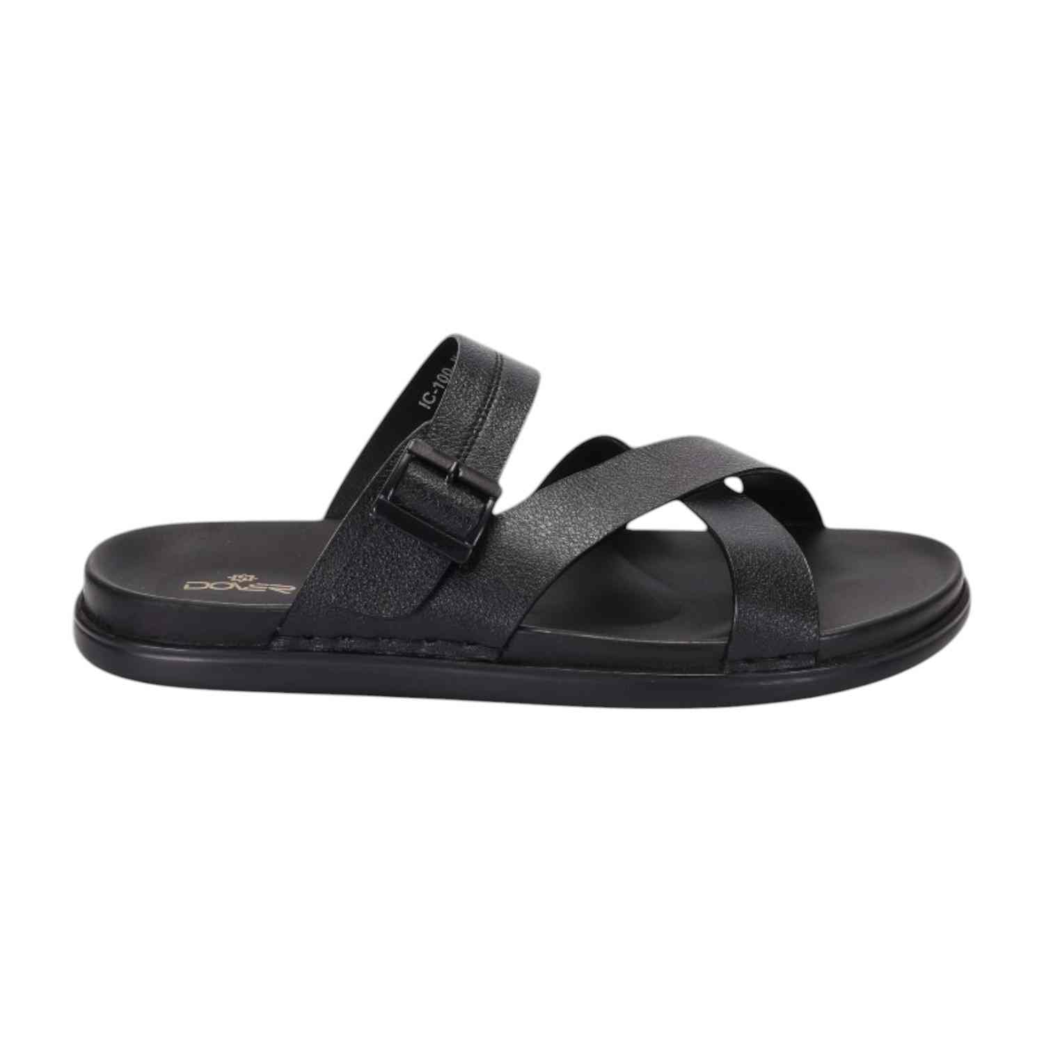 Men Black Criss Cross Strap With Buckle