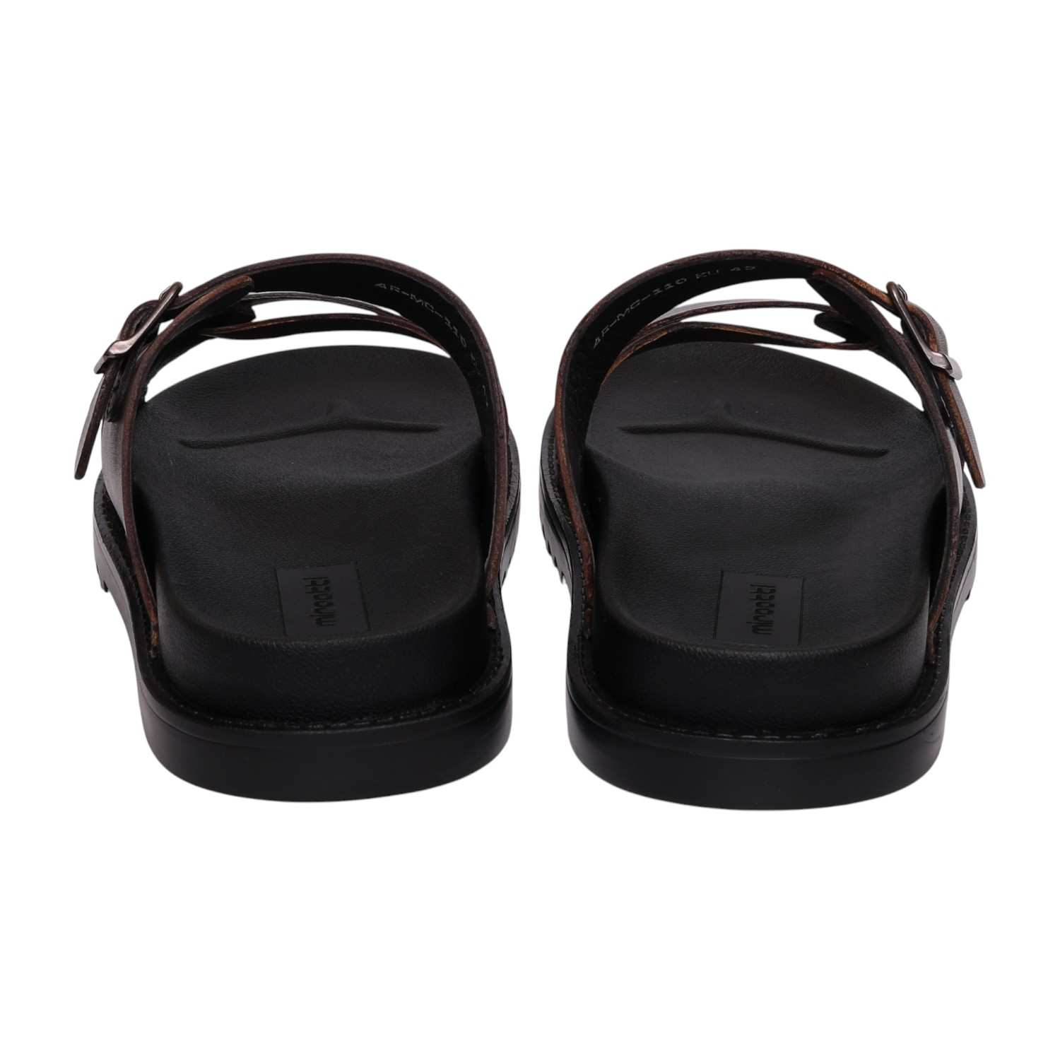 Men Brown Cross-Strap Buckle Comfort Slides