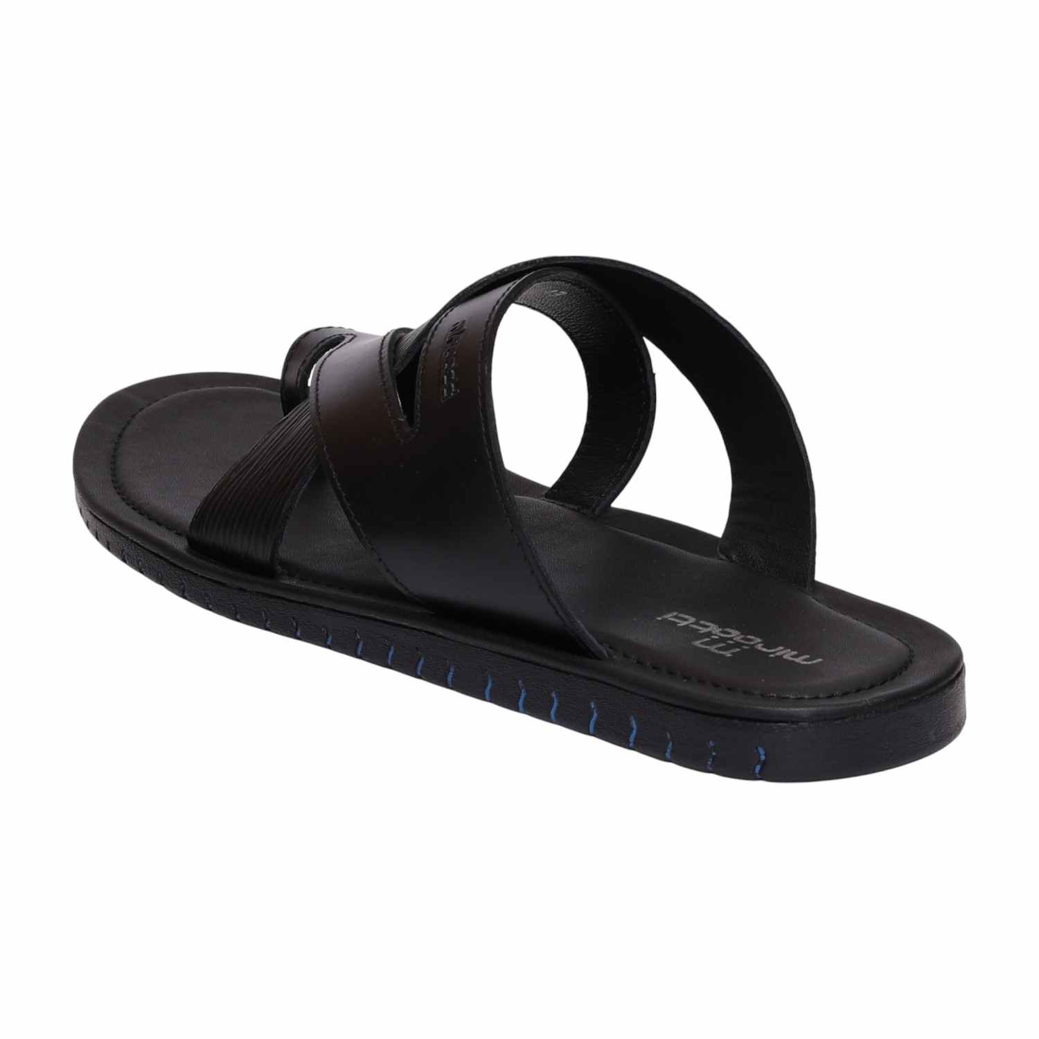 Men Black Toe-Ring Cross-Strap Sandals